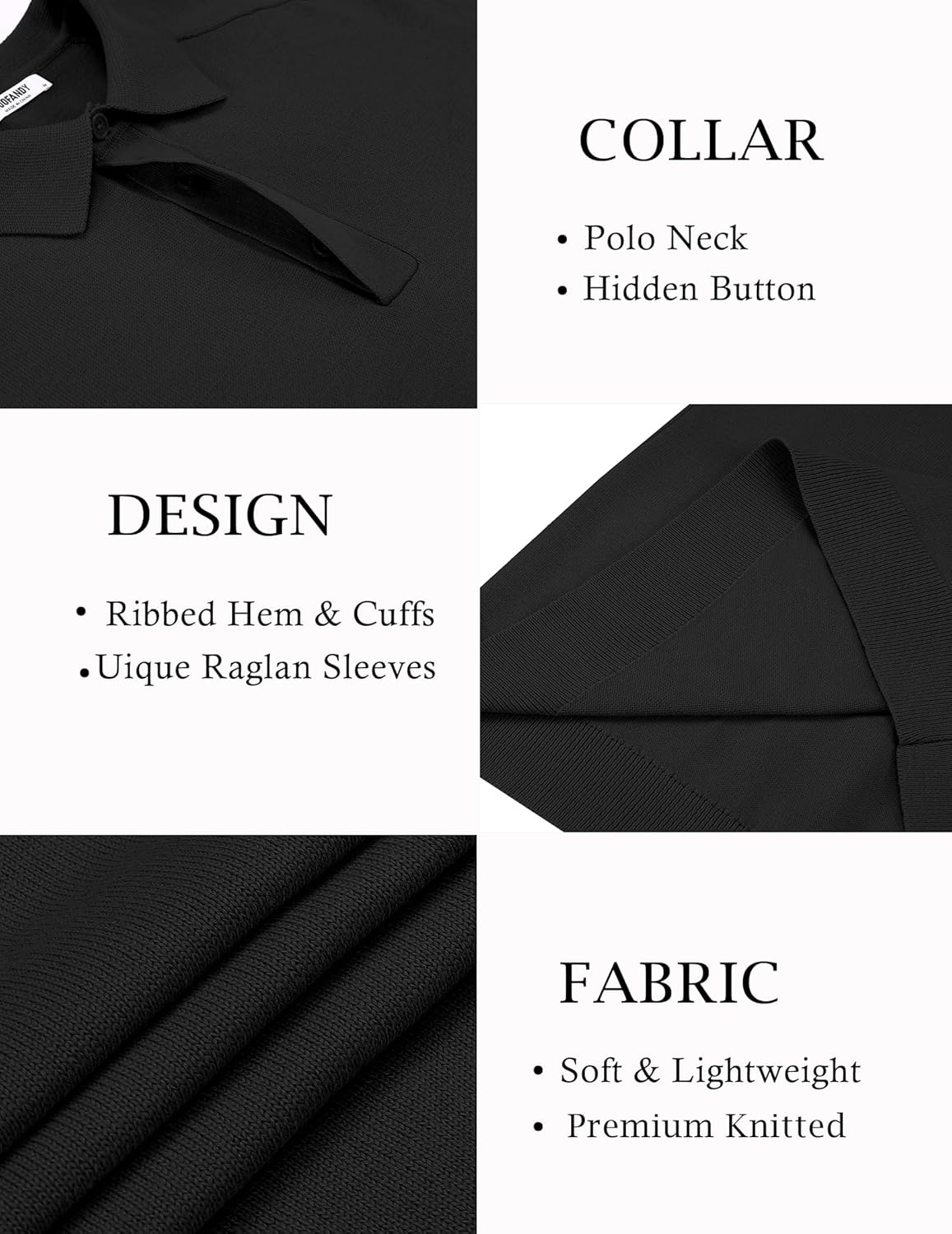 COOFANDY Mens Knit Polo Sweater Long Sleeve Polo Collared Sweaters Hidden Button Casual Pullover Sweater - Image 6