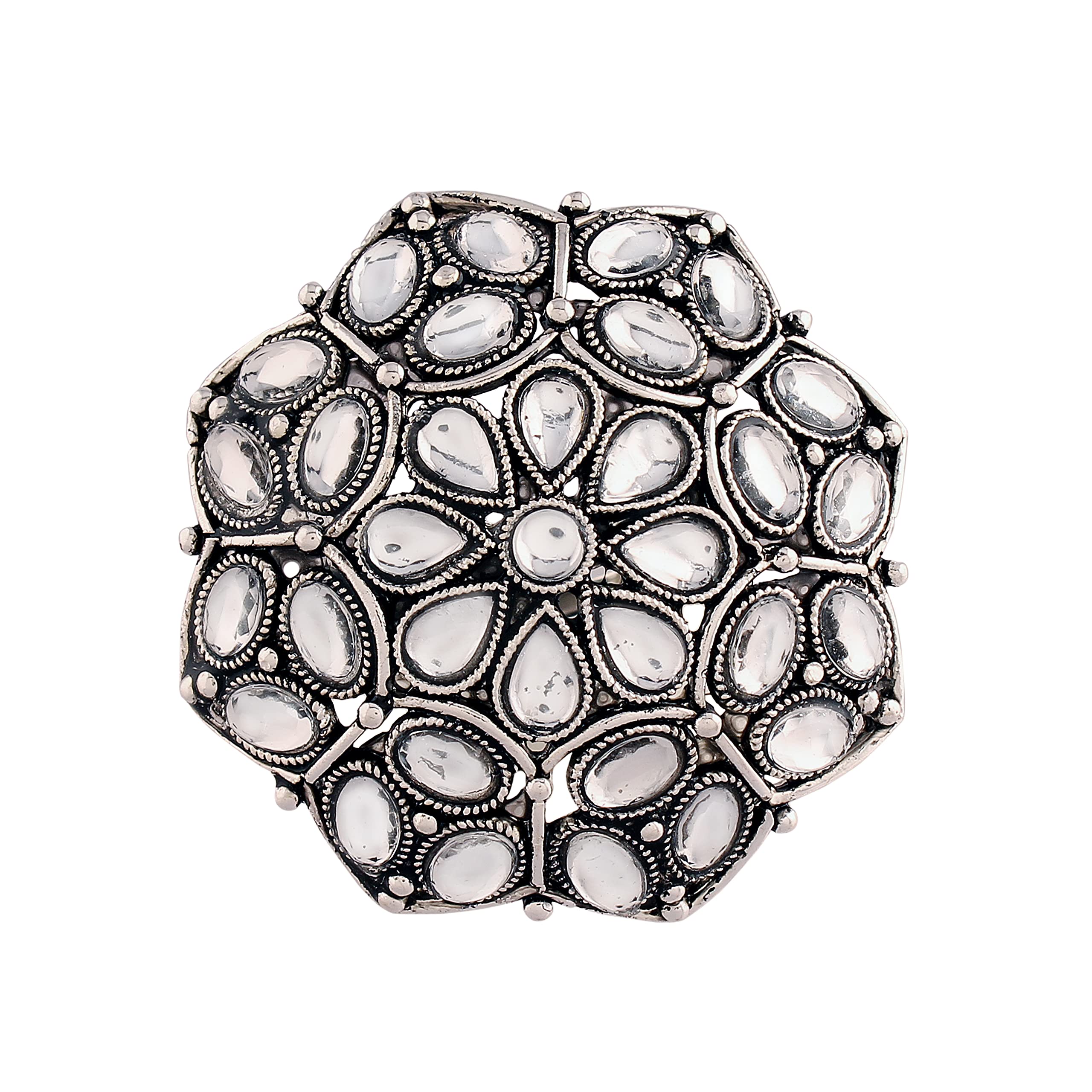 I Jewels Navratri Ethnic Silver Oxidized Mirror Designer Adjustable Finger Ring for Women (FL204S) (B09SHSMVHW) Amazon Price History, Amazon Price Tracker
