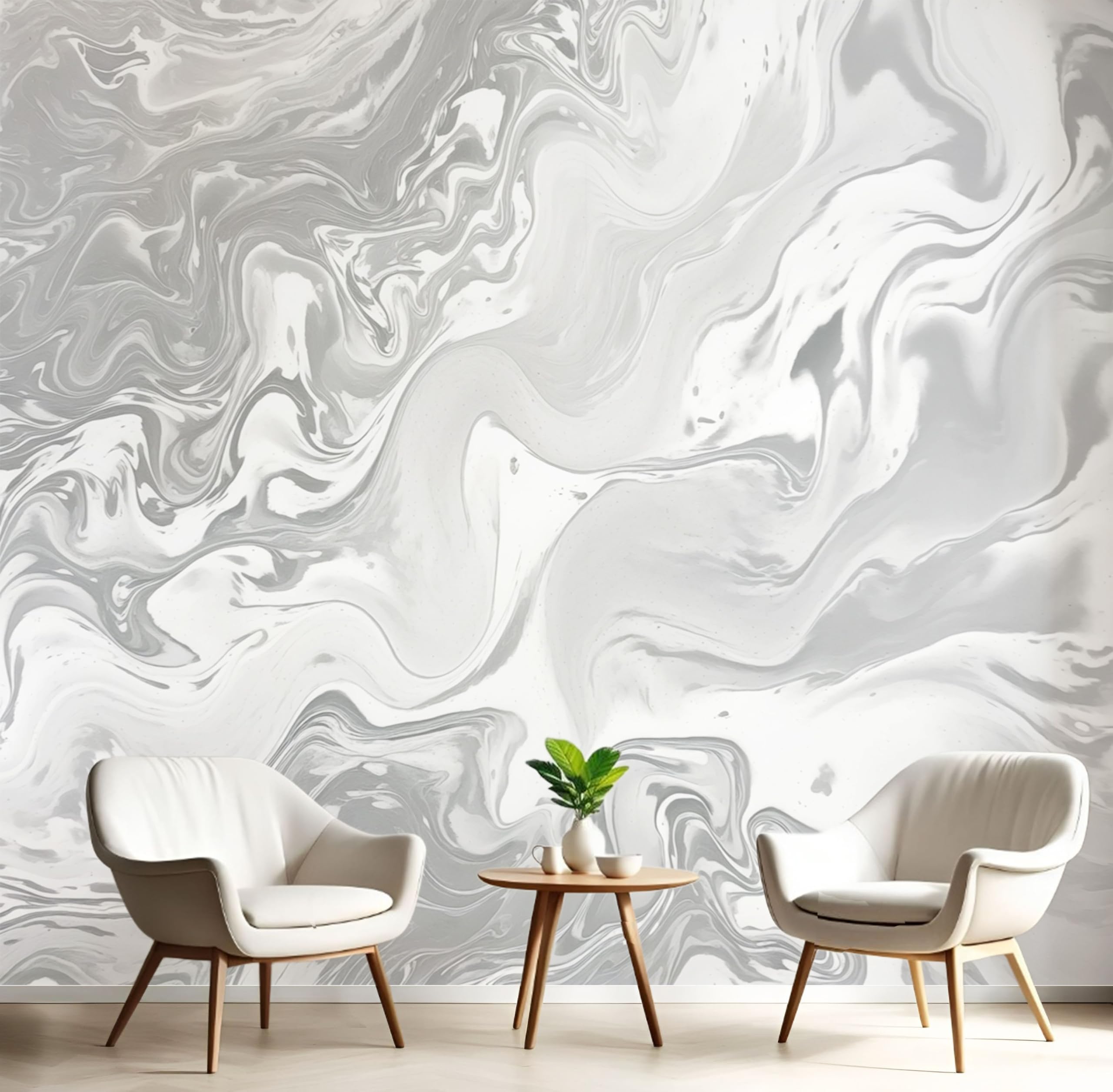 Murales fotográficos modernos con efecto mármol abstracto gris plata de 200x140 cm