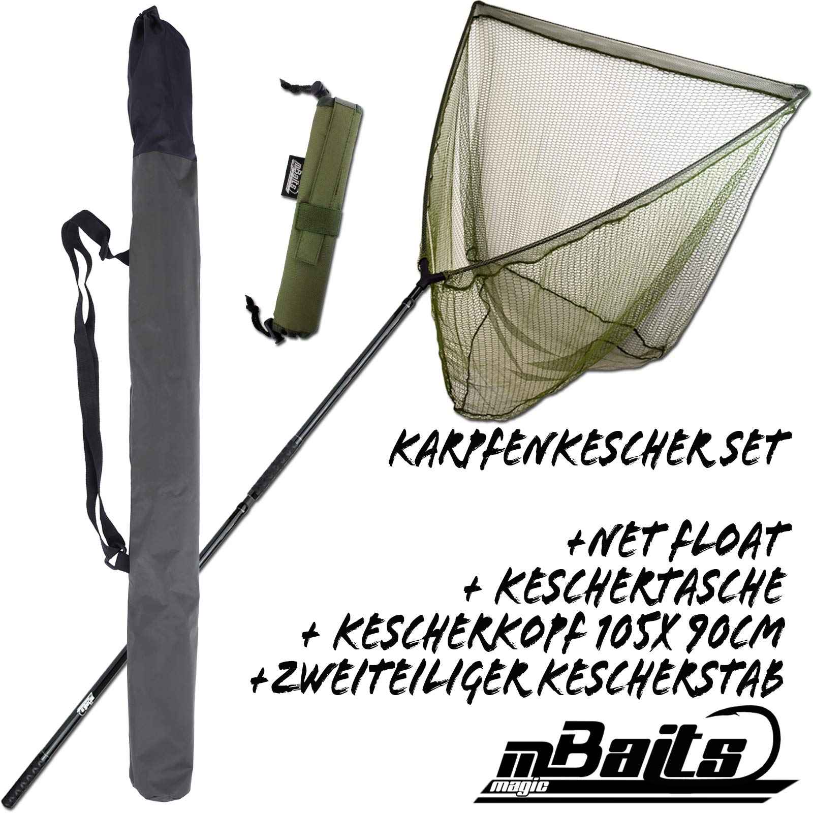 Angel-Berger Magic Baits Karpfenkescher Set Carp Net Kescher Karpfen Angelkescher Unterfangkescher