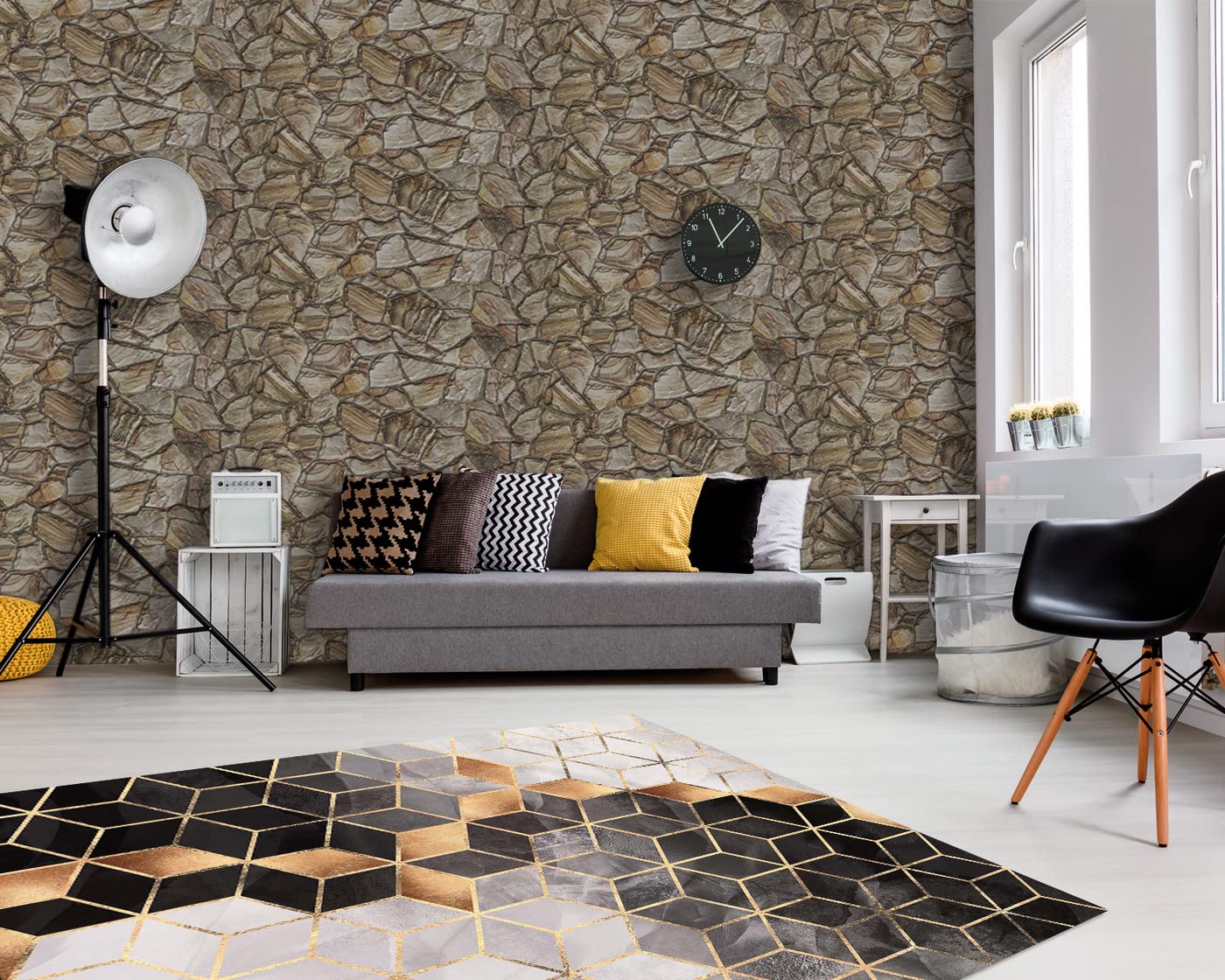 Paneles de pared 3D para decoración de paredes interiores, paneles de revestimiento de pared de piedra arenisca de miel de PVC no adhesivos para el hogar y la oficina - (10 piezas/4,7 m2)