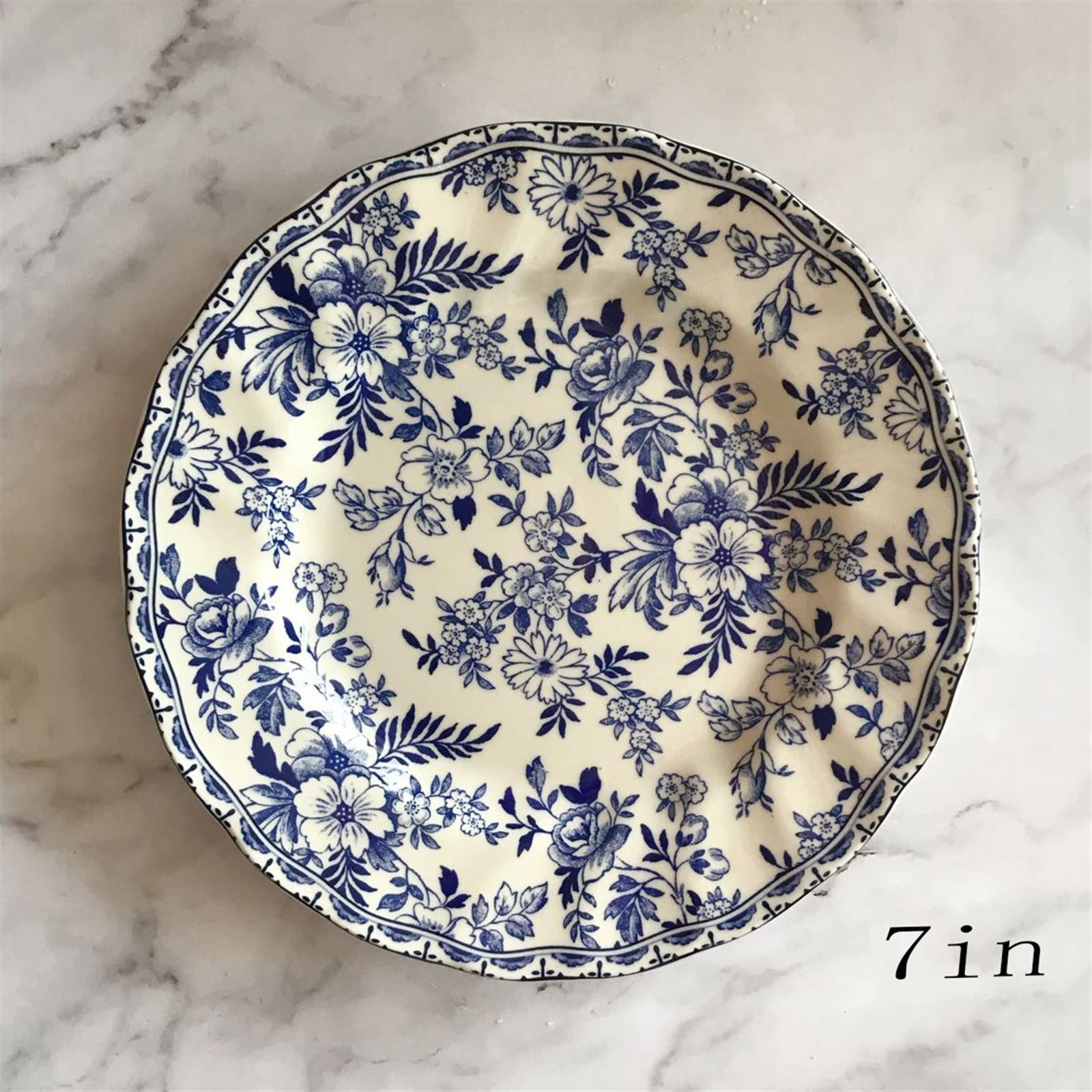 12 Vintage-blaue Keramik-Speiseteller, 25,4 Cm Durchmesser | Mikrowellen- & Spülmaschinenfest Für Salat, Dessert & Mehr