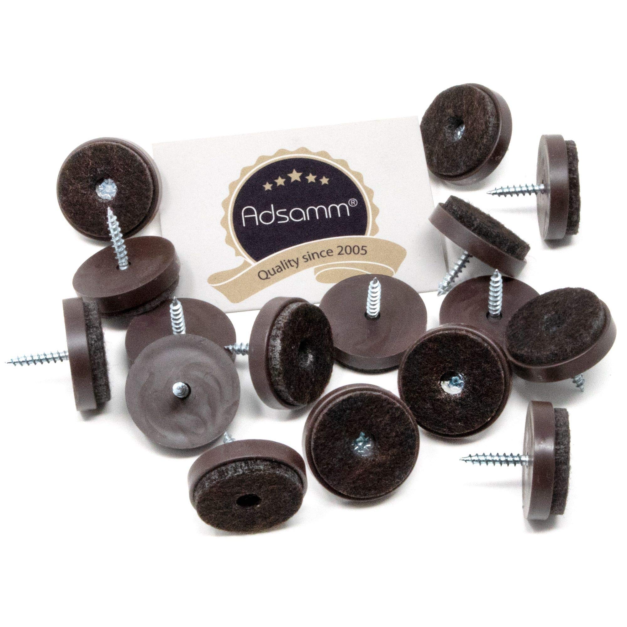 Adsamm FP-S-BR-28-16 FP-S-BR-28 16 x Felt Pads with Screw Brown 28 mm — view 3