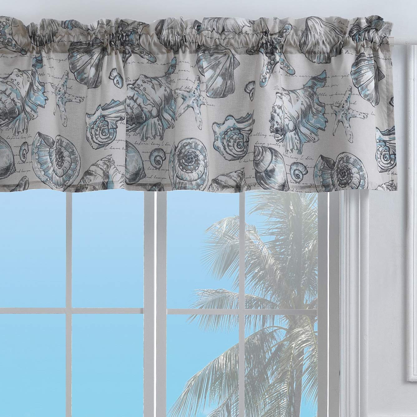 Barefoot Bungalow Cruz Coastal Window Valance, 84 W x 19 L inches, Linen