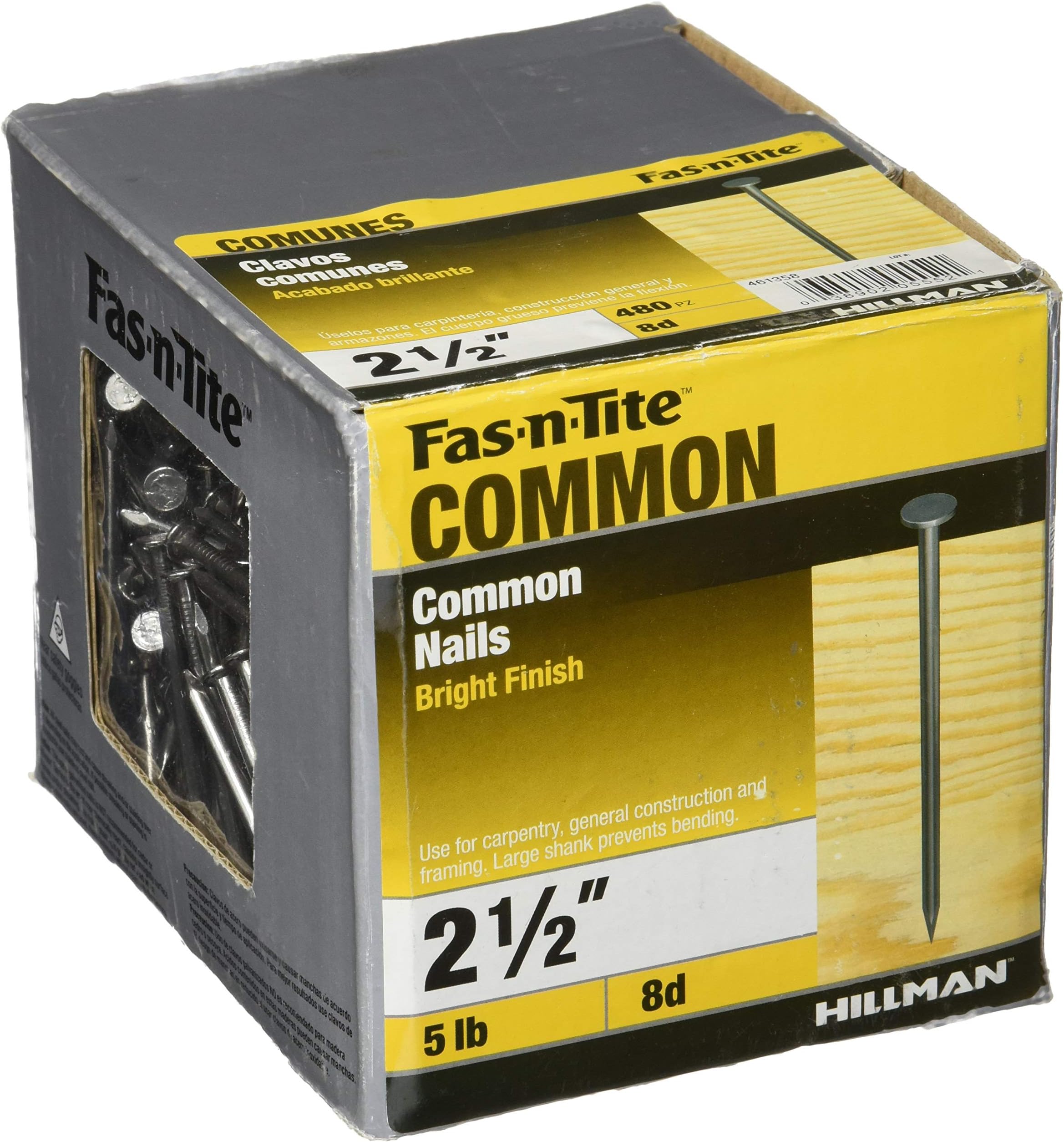 HILLMAN FASTENERS 461358 5 lb 2.5" 8D Bright Common Nail