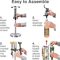 Vista 5 de OGGI Dispensador giratorio profesional de licor de 3 botellas, acero inoxidable