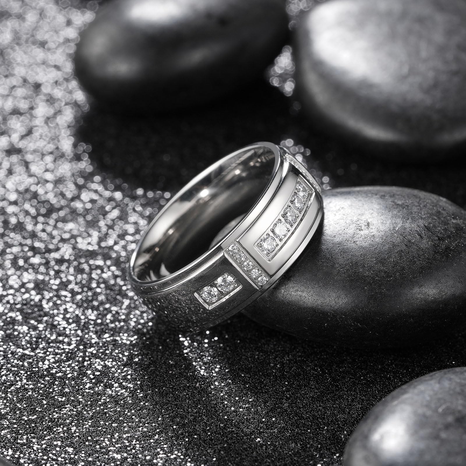 King Will Titan Eheringe für Herren und Damen – Vergoldete Ringe mit Kreuz-Design, Zirkonia/Camouflage-Inlay, Komfort Fit Trauring für Alltag und Feier
