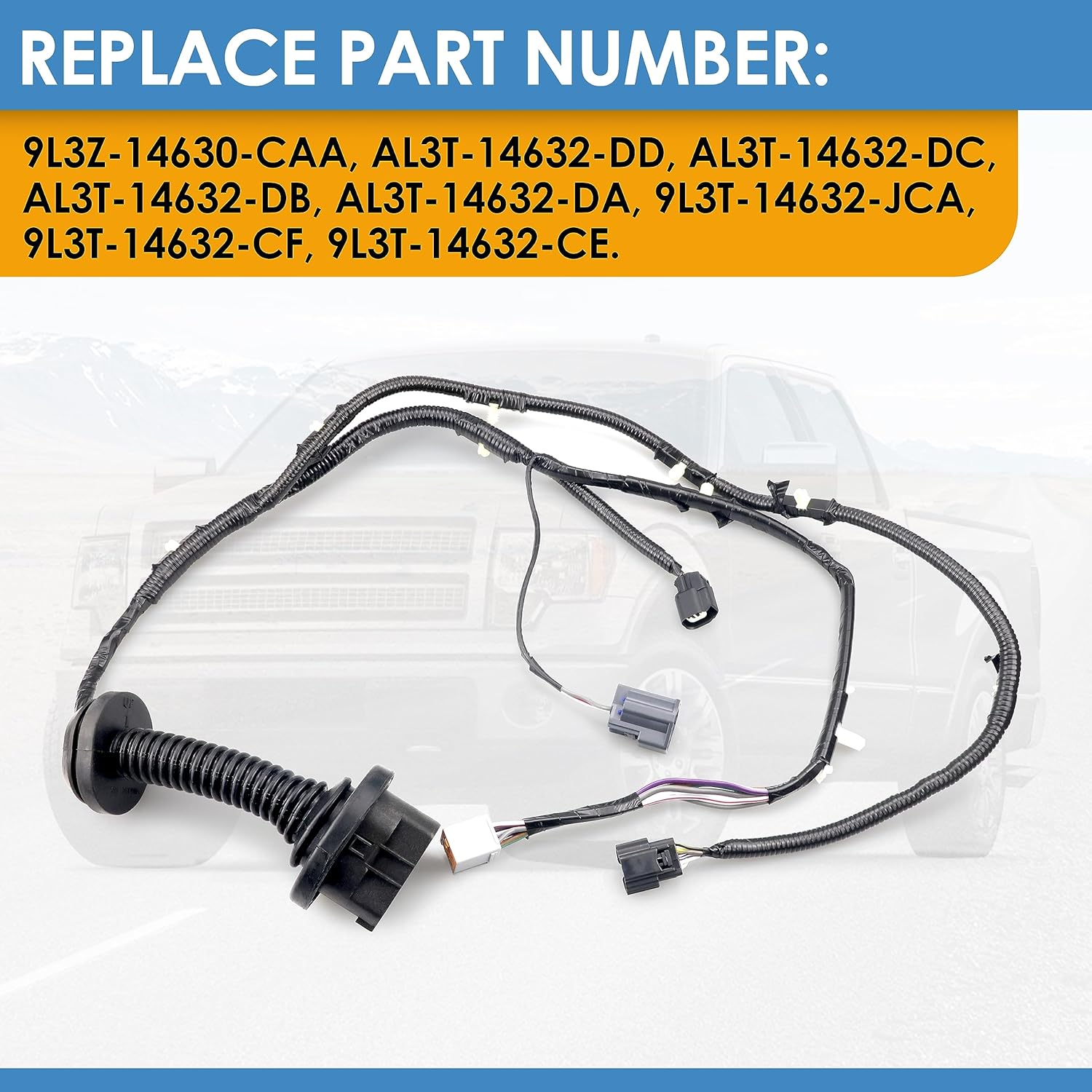 Rear Passenger Side RH Door Jumper Wire Harness Assembly for 2009-2014 Ford F150 Crew Cab,9L3Z-14630-CAA, AL3T-14632-DD, 9L3T-14632-JCA