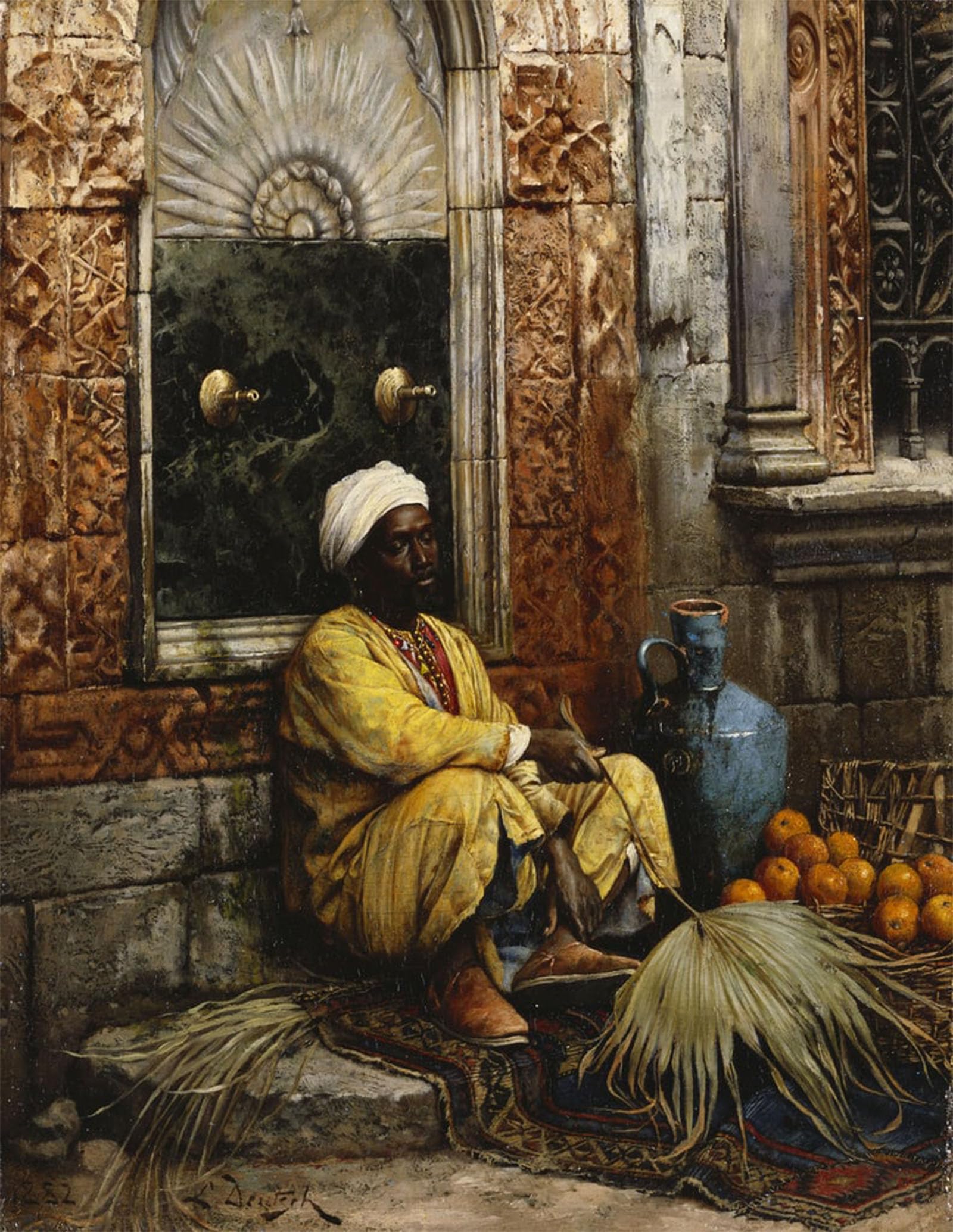 ARTXLXXBN Famous Painting Art Wall Decor Abstract Art Picture the Orange Seller by Ludwig Deutsch Animal Pictures for Home Decor 60x90cm