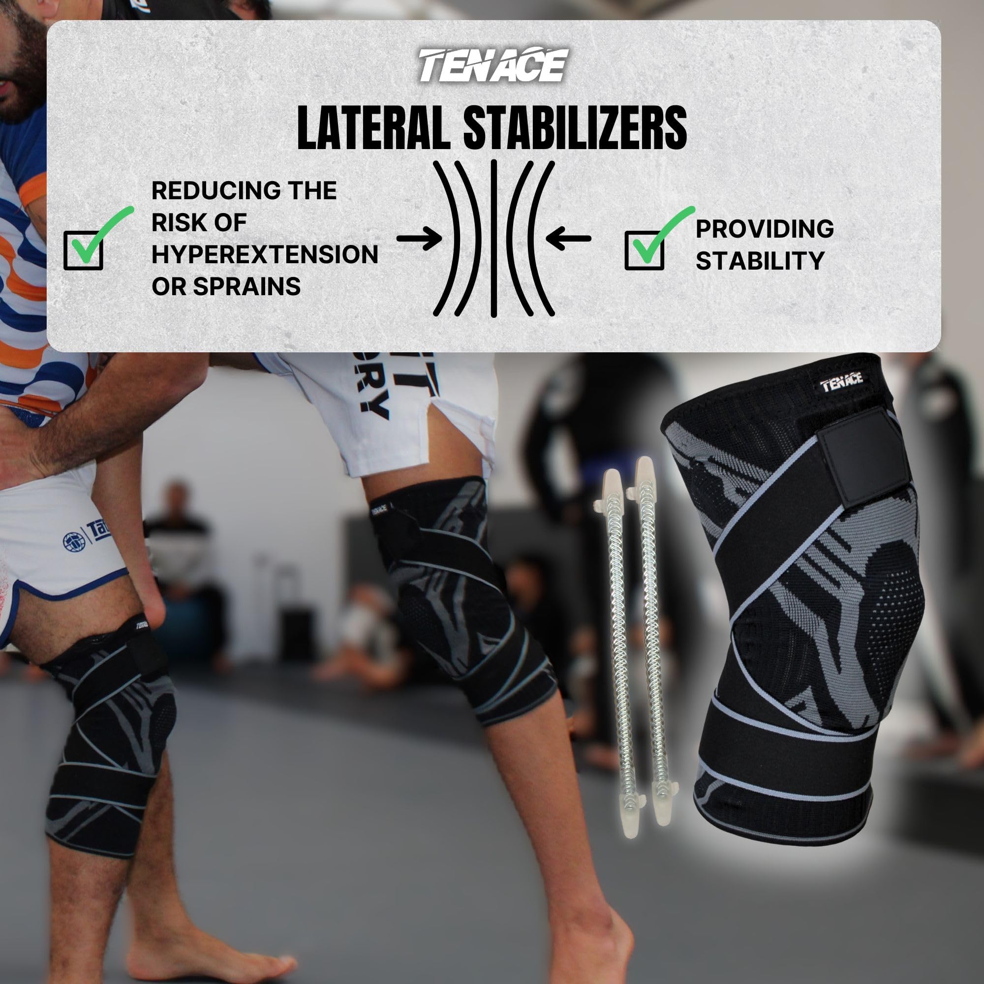 Tenace Rodillera Jiu Jitsu, Grappling - Protección Rodillas de Compresión y Acolchado MMA, BJJ, Muay Thai, Judo - Alta Durabilidad y Rendimiento Unisex (1, Negro, X-Large)