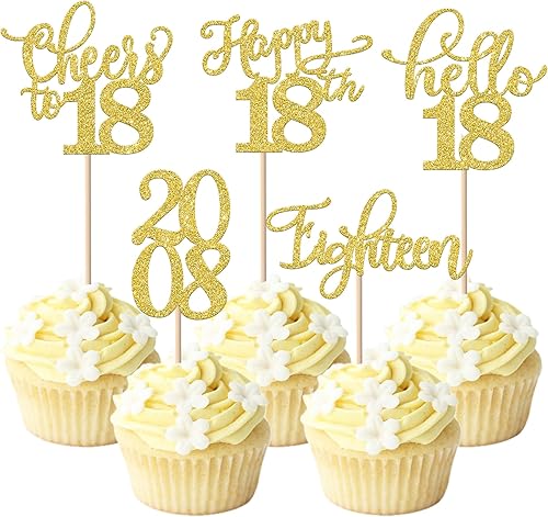 Vista 35 de Rsstarxi Paquete de 30 decoraciones para cupcakes de cumpleaños de 14 años con purpurina 2011 Hello 14 Cheers to 14 años de edad, catorce años, Negro