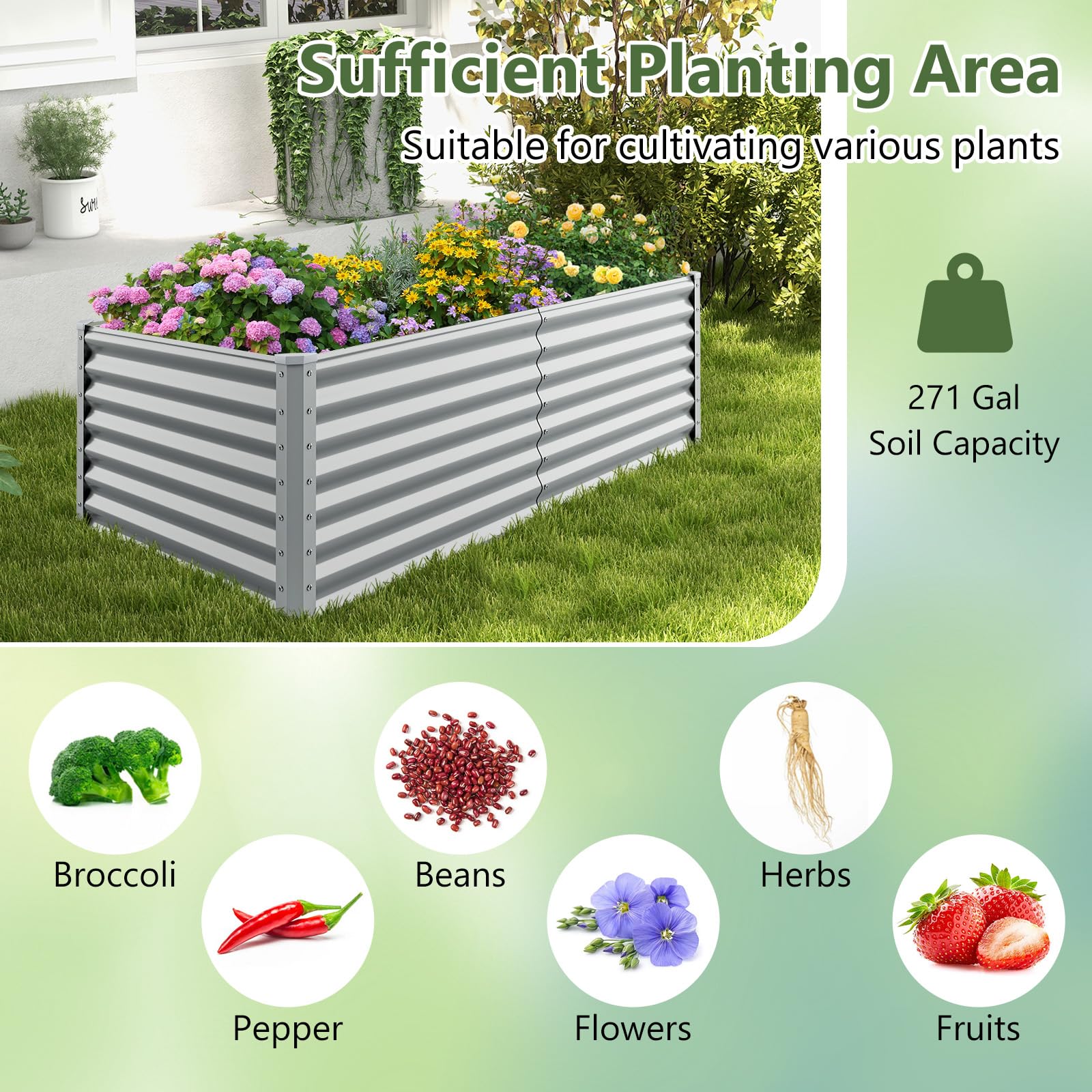 GIANTEX Raised Garden Bed - 6x3ft Metal Planter -9