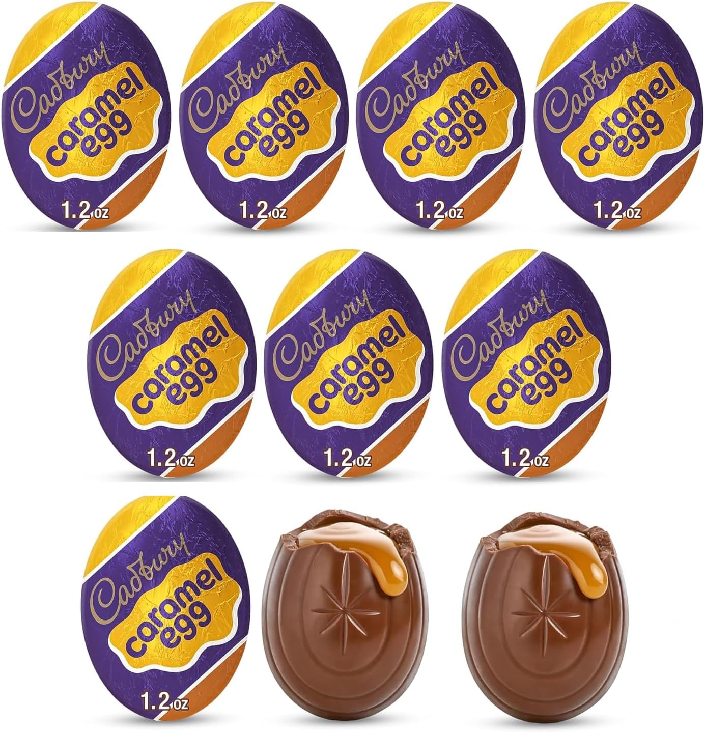 Caramel. Eggs Cadbur'y1.2oz pack of 10 Chocolate & Caramel.Candy Eggs - Chocolate Caramel. Easter Candy- Individually Wrapped Easter Candy