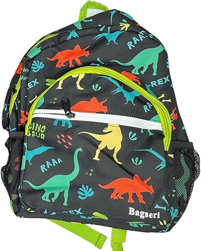 Bagseri Mochila preescolar, mochilas para niños y niñas, correa de pecho desmontable con correa frontal BPA para viajes escolares, Lindo dinosaurio