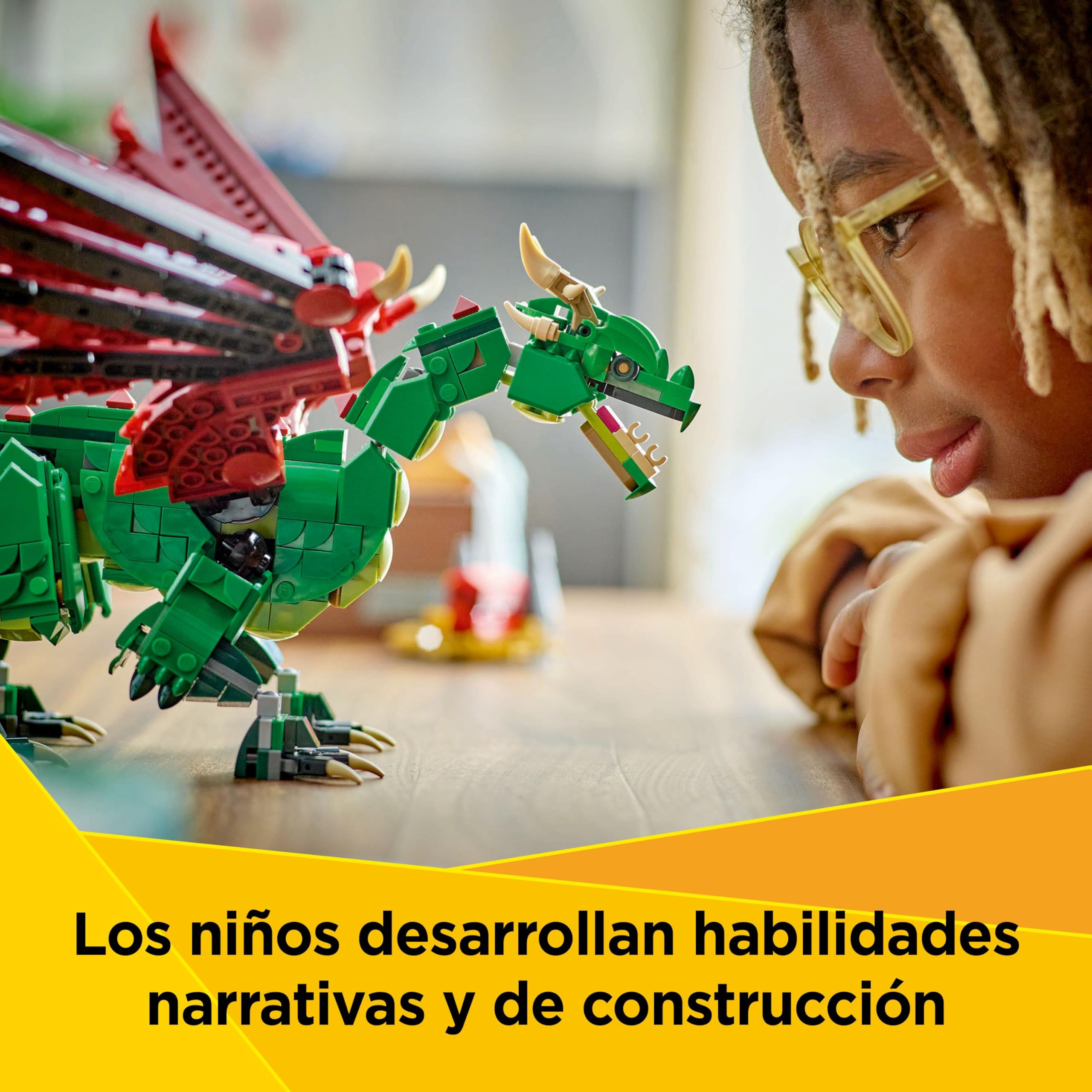 LEGO Creator 3 en 1 Dragón Medieval Transformable en Ave Fénix o Serpiente Marina, Animales de Juguete, Figuras Articuladas, Regalo de Cumpleaños para Niños y Niñas de 9 Años o Más 31161
