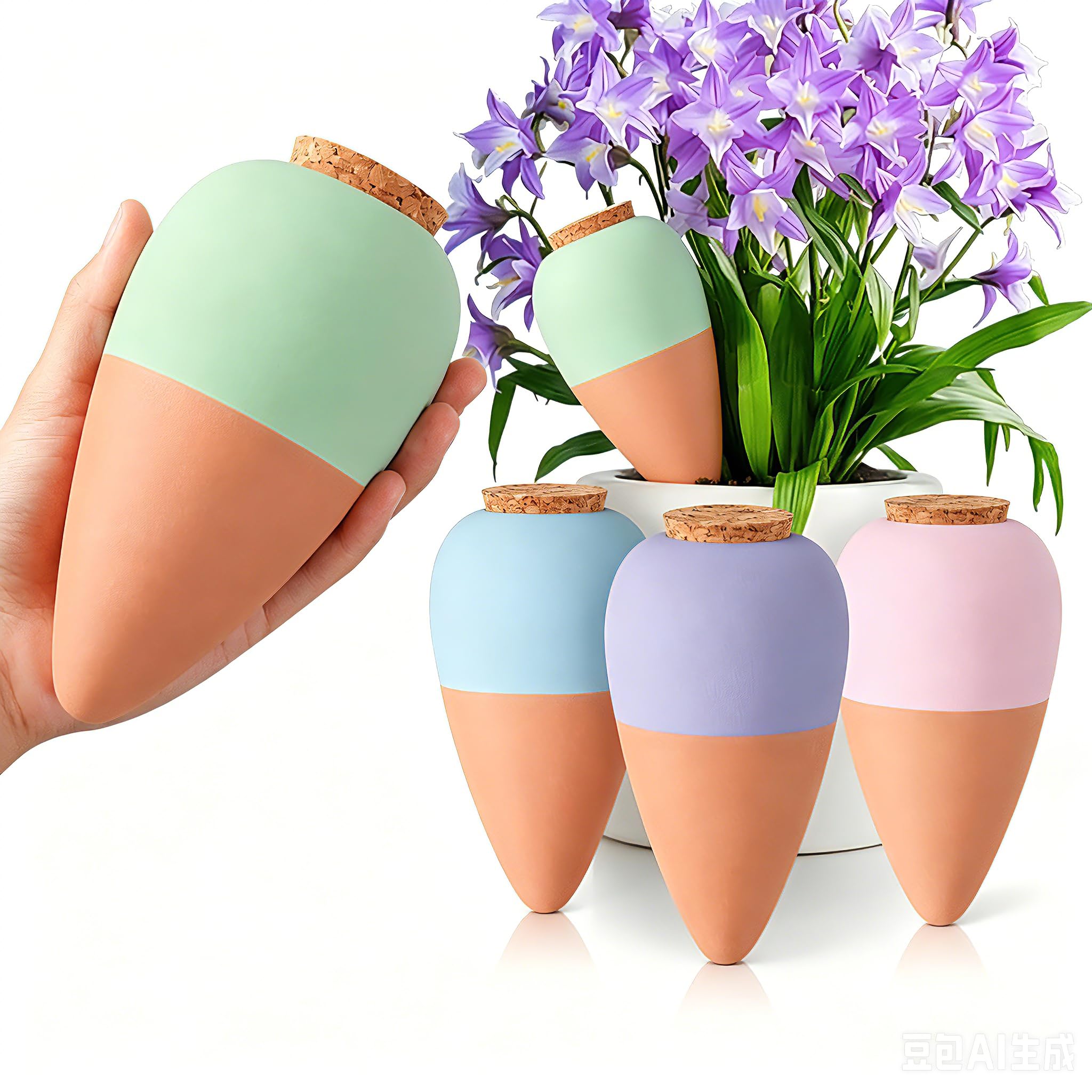 Artiwell Terracotta Watering Spikes, 4 Pack Ollas Self Watering Globes, Automatic Plant Waterer & Self Watering System for Plants, Vacation Care for Outdoor Indoor Potted Plants