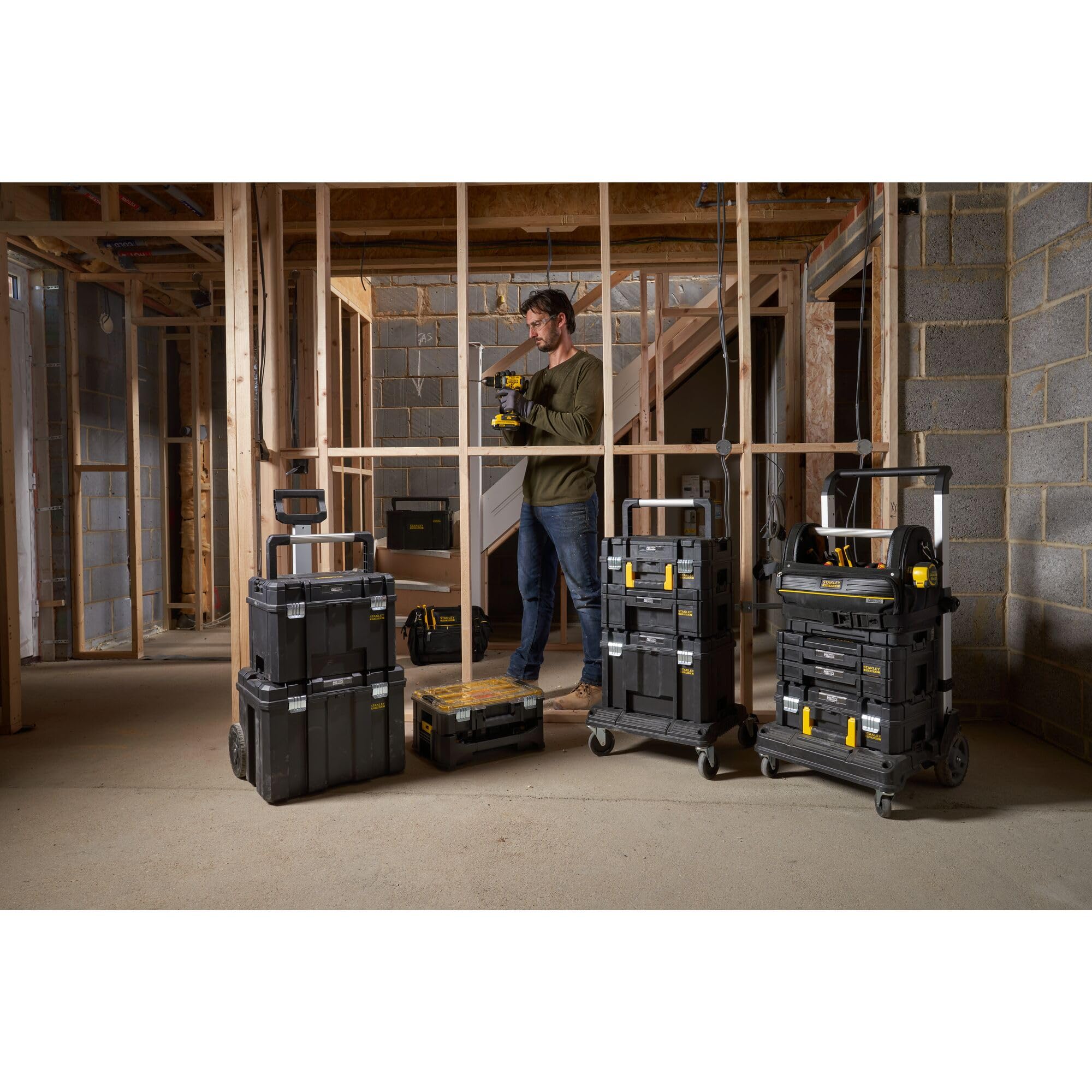 STANLEY Torre PRO-STACK 3 piezas: FMST1-71966 (sin espuma) + FMST1-71971 + FMST1-75753 pour pros et bricoleurs, idéal pour assemblage résistant, norme technique