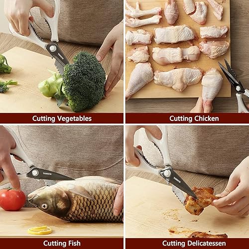 Miniatura 5 de Tijeras de cocina, tijeras de cocina resistentes para carne, aptas para lavavajillas, tijeras de cocina con hoja separada, tijeras de cocina