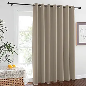NICETOWN Blackout 84 inch Curtains for Sliding Glass Door, Grommet Thermal Insulated Room Darkening Window Treatment Sound Reducing Drapes for Room Divider, Taupe, 1 Panel, W100 x L84