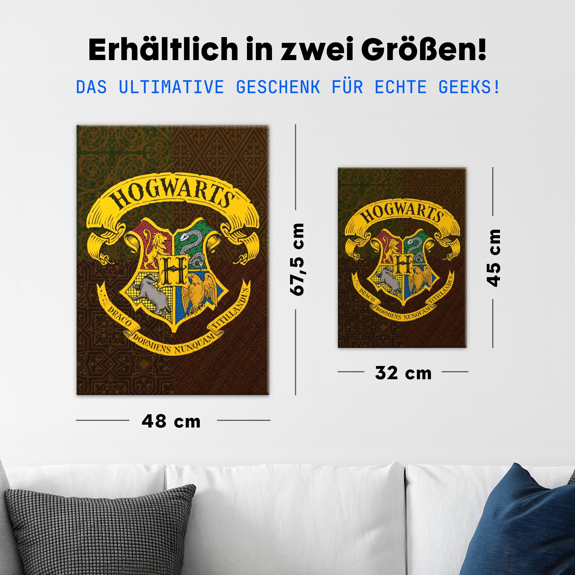 Displate Metallposter Wizarding World Hogwarts Classic Emblem Wanddeko Poster für Schlafzimmer Magnetische Befestigung 32 x 45 cm