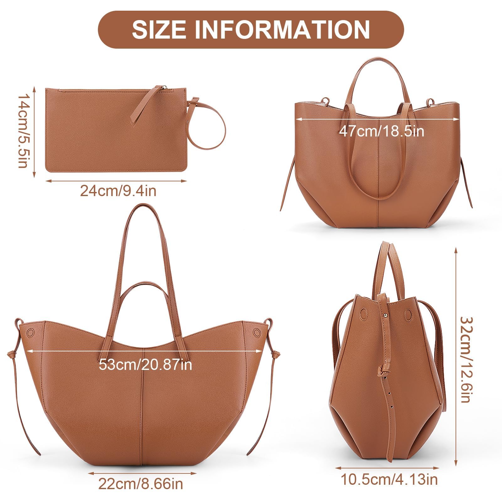 ACUYE Grand sac fourre-tout noir en forme de croissant de style Hobo, bandoulière, fermeture à boucle magnétique, pour femme
