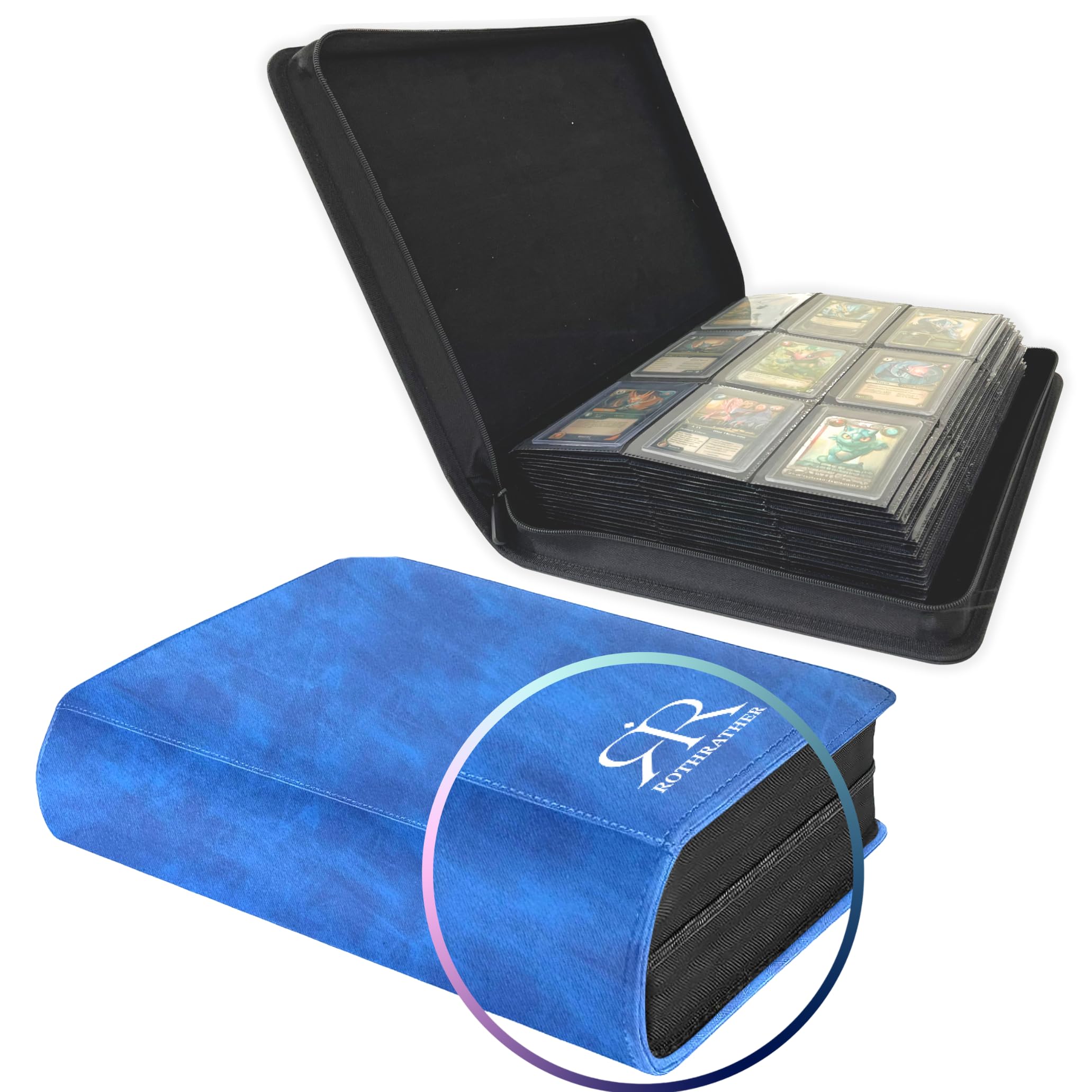 Top Loader Card Binder | Holds 360 Toploaders | ROTHRATHER 9 Pocket Top Loader Card Storage with Sleeves for 3" x 4"