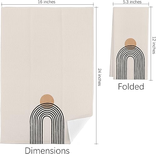 Miniatura 4 de Toallas de cocina abstractas bohemias con diseño de arco iris, 16 x 24 pulgadas, algodón moderno, paños de cocina, paño de harina, toalla de mano