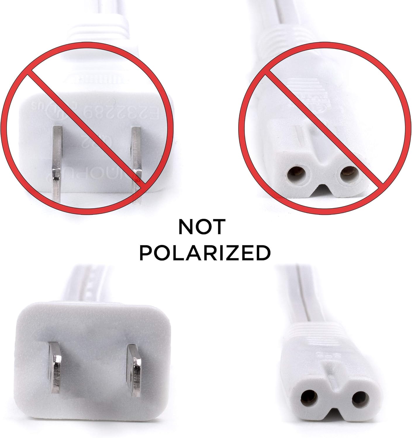 Wееklу Tор Sаlе Figure 8 Power Cord (2 Prong) with Premium Quality Copper Wire Core - Non Polarized for Satellite, CATV, Game & Sony - NEMA 1-15P to C7 / IEC 320 - UL Listed - White, 15ft Power Cable