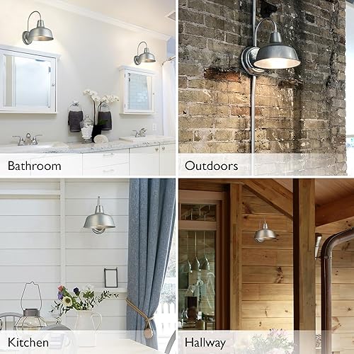 Miniatura 12 de Design House Mason - Lámpara de pared industrial moderna de 1 luz para interior exterior con pantalla metálica para pórtico, entrada, granero.