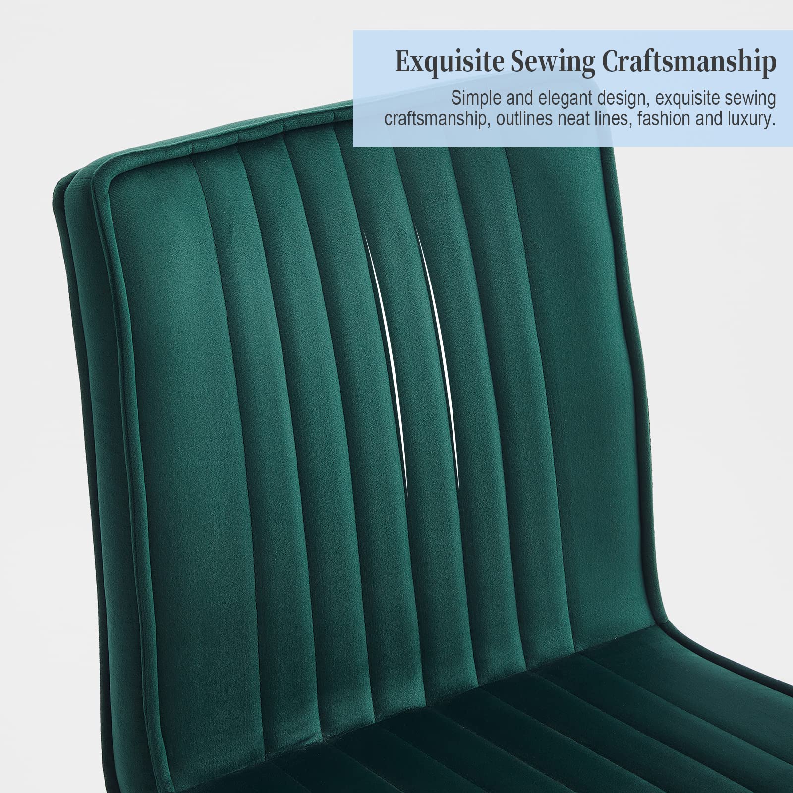 Set di 4 sedie da pranzo in velluto verde – eleganti sedie da bancone da cucina con schienale morbido e robuste gambe in metallo, perfette per casa, ufficio e soggiorno