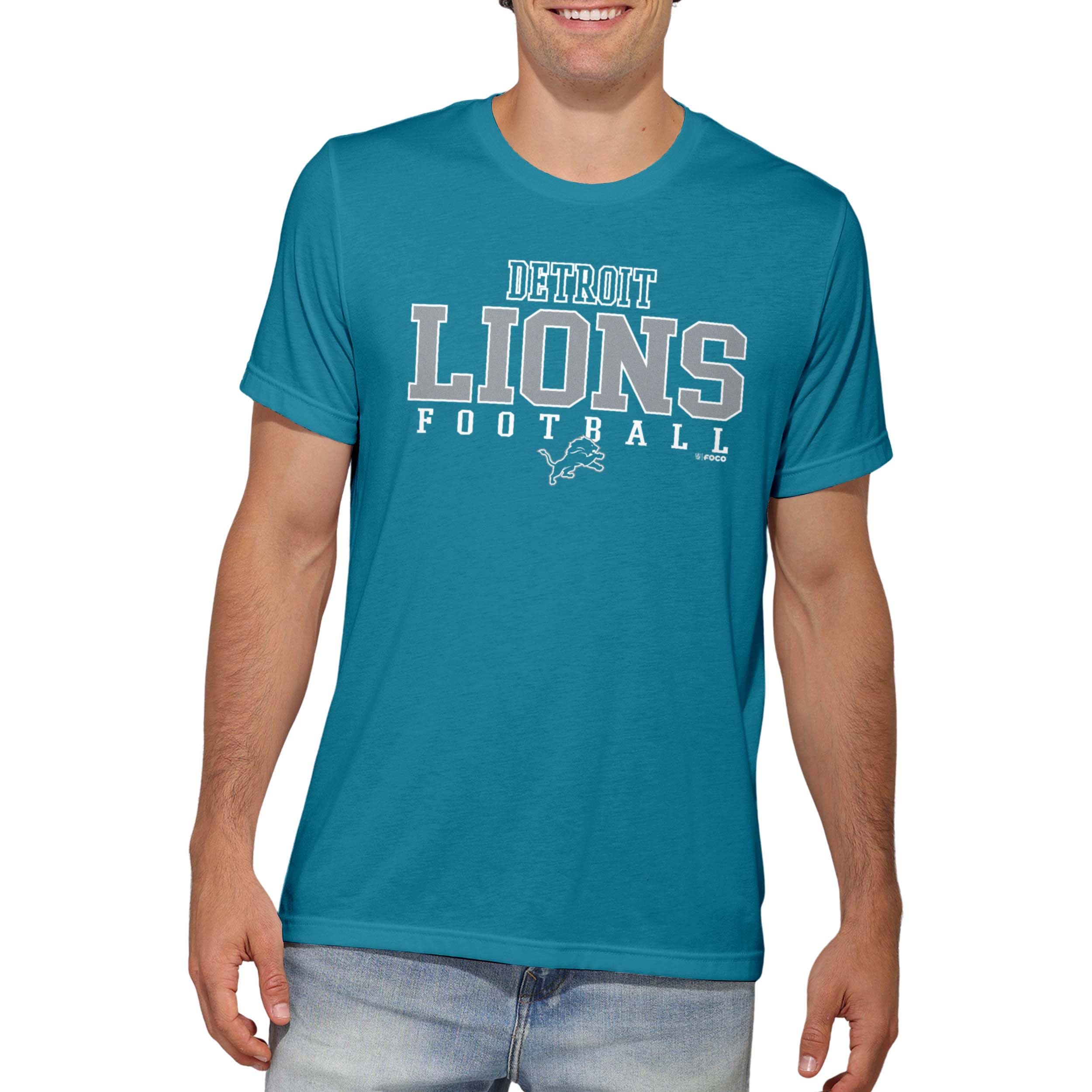 FOCO NFL Officially Licensed Unisex-Adult Football Wordmark Team Color Primary Logo Premium Quality Short Sleeve T-Shirt, Detroit Lions, XXL