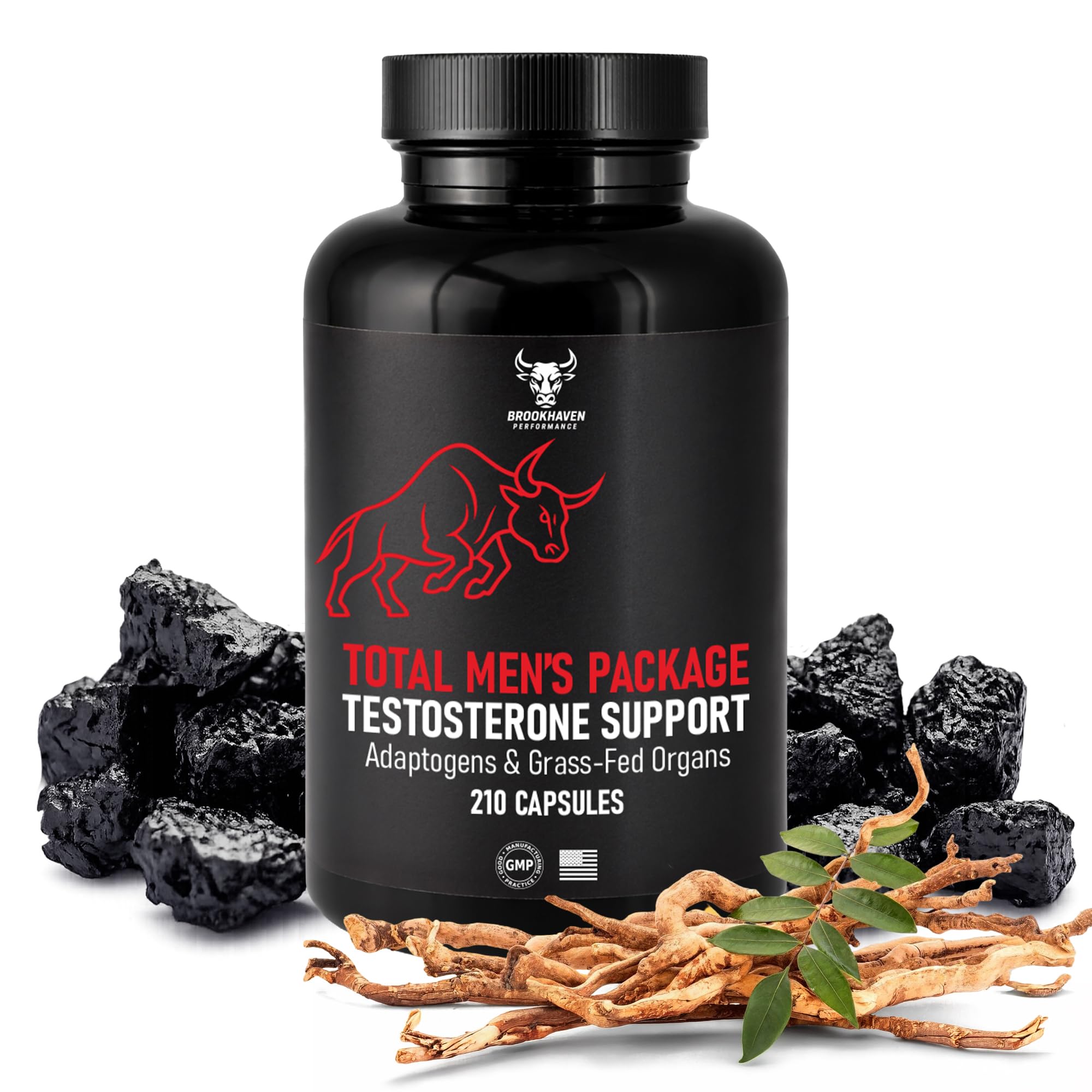 Brookhaven Farms Suplemento para testosterona com Tongkat Ali, Ashwagandha e feno-grego — 210 cápsulas
