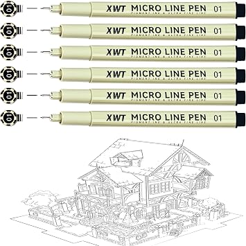 6Pcs 0.25mm Micro Fineliner Pens Set