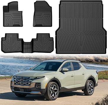 Mixsuper Floor Mat & Bed Mat for Hyundai Santa Cruz 2022-2026,All Weather TPE Rubber Floor Liners Protection for Santa Cruz Accessories,Full Set Anti-Slip Car Mats,Black