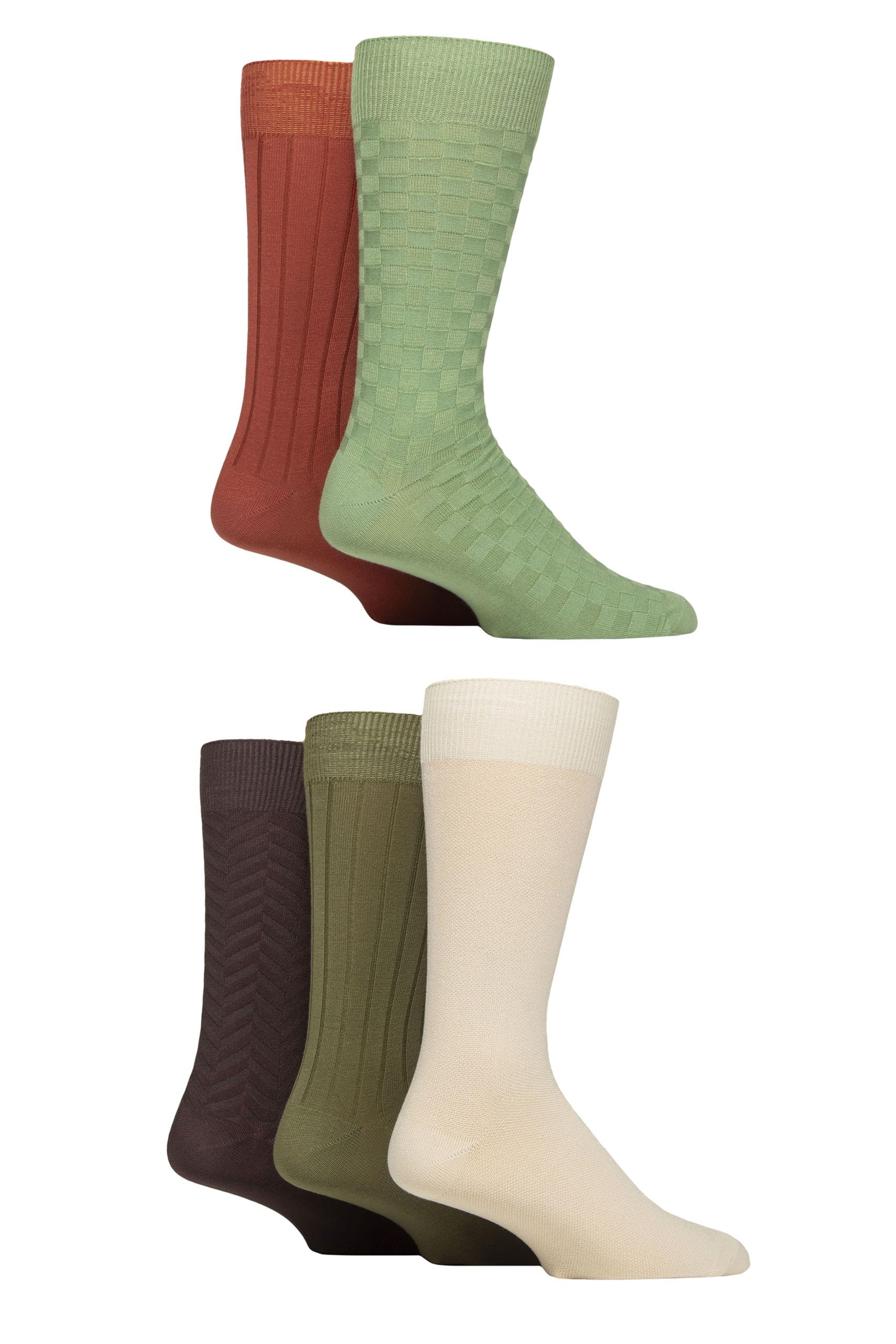 SockShop Men's Natural Bamboo Socks Various Designs Everyday Wear Plain, Patterned, Bright and Colourful 5 Pair Pack (UK, Numeric, 7, 11, Regular, Regular, Wild Terrain Textured)