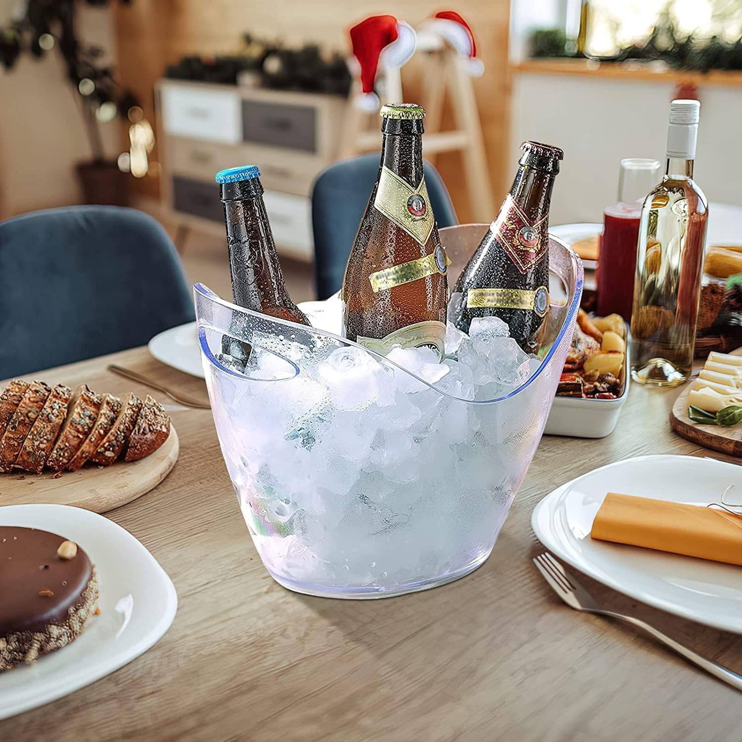 Cubo de hielo para cerveza, 4 cubos de vino acrílico de 4 litros, ideal para el hogar, bar, fiesta, club, restaurante, camping, cerveza fría, vino champán y accesorios de bar (4 L)