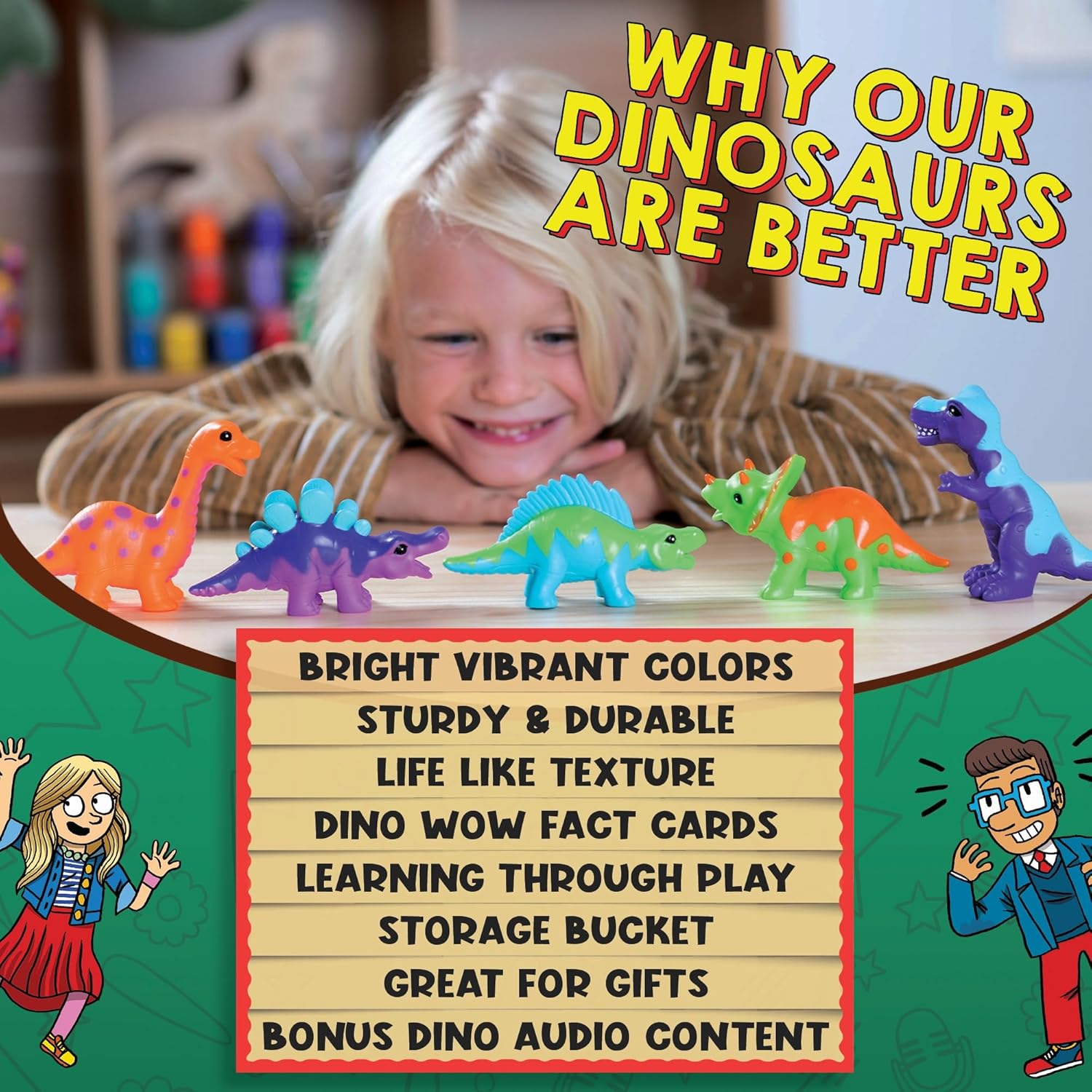 Wow in The World Baby Dino Bucket | Soft and Squeezable | Kids Play Dinosaurs | Learning Through Play | Includes 5 Baby Dinosaur Toys and 3 Fun Fact Cards