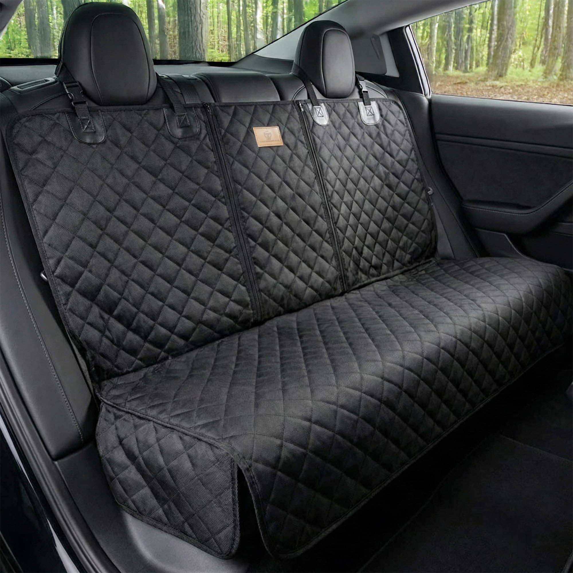 AMZPET Dog Car Seat Cover (Universal: 133cm) - Waterproof, Non-slip & Scratch-Proof - Not Isofix Compatible
