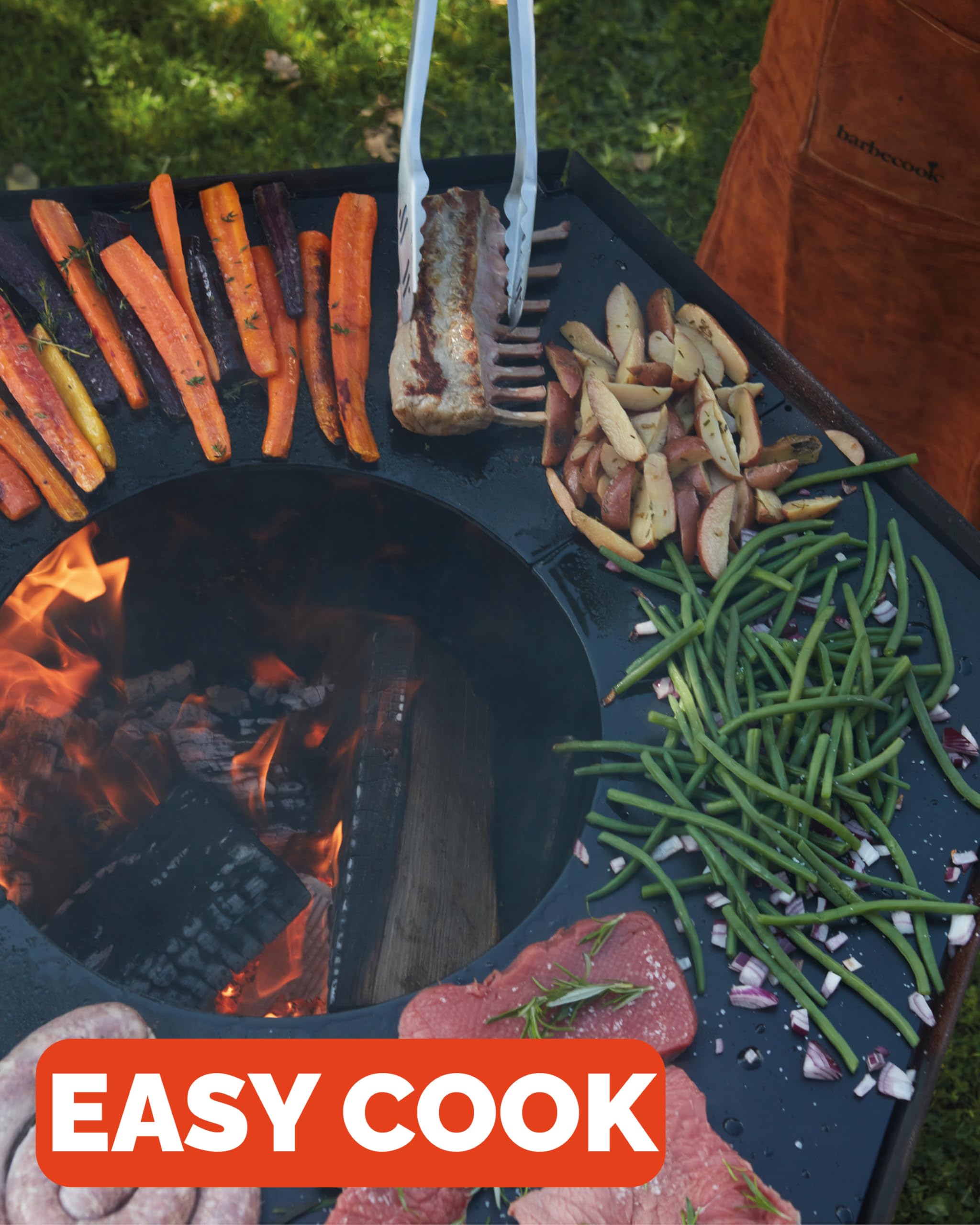 Barbecook Feuerschale mit Feuerplatte Nestor Original BBQ Grill und plancha aus Cortenstahl, 92x92x101cm