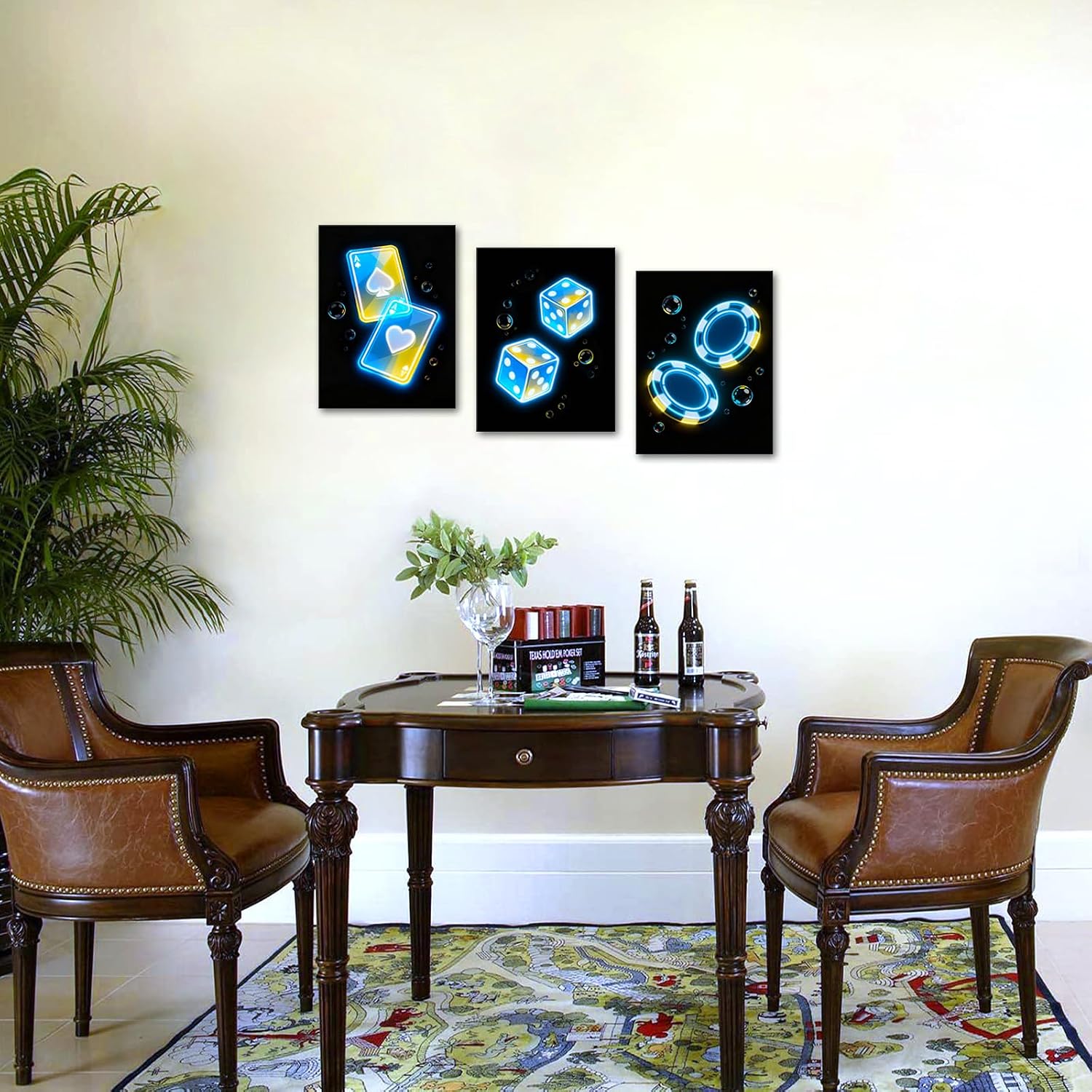 Zlove3 Pieces Neon Poker Gaming Wall Art image 5