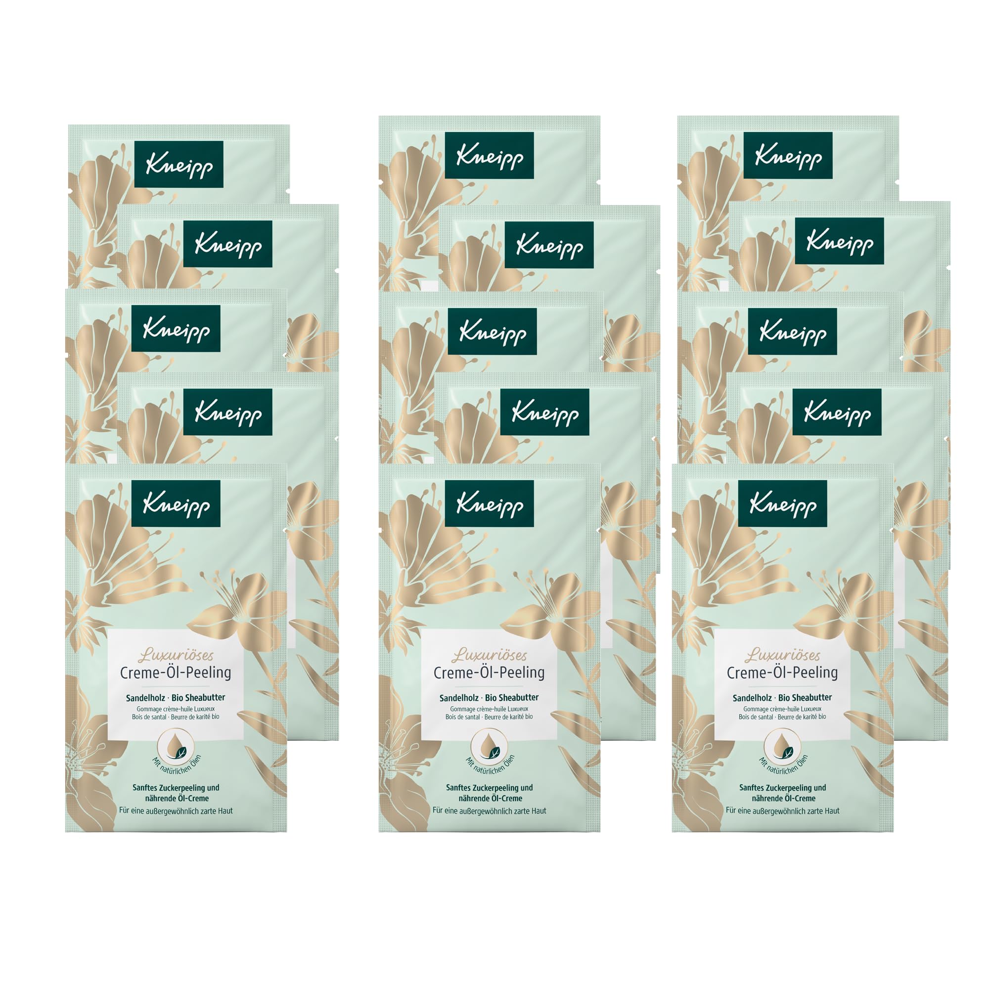 Kneipp Luxurious Cream Oil Scrub Body Scrub with Organic Shea Butter and Fine Sugar Crystals 15 x 40 ml