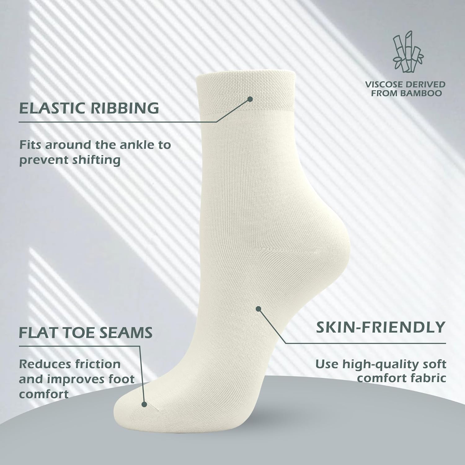 SERISIMPLE Women Thin Viscose Bamboo Socks Crew Lightweight Above Ankle Casual Dress Sock For Ladies Bootie Trouser 5 Pairs - Image 3