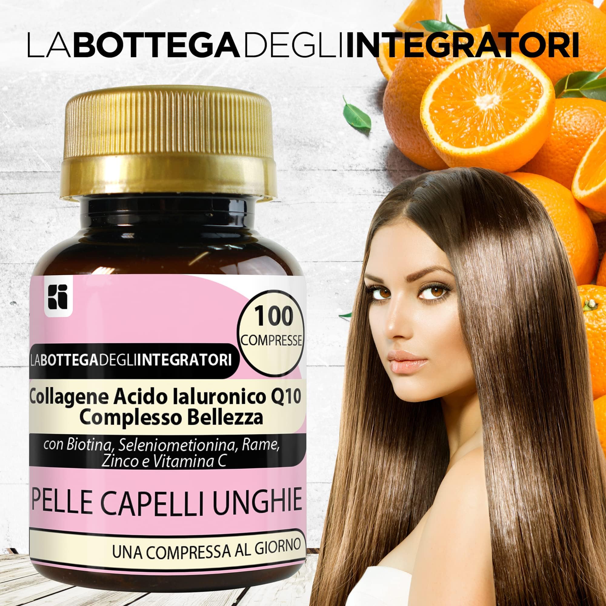 Collagene Acido Ialuronico Coenzima Q10 Complesso Bellezza con Biotina Zinco Selenio Metionina Rame Vitamina C | 1000 Compresse 1 al dì | Pelle Capelli Unghie LABOTTEGADEGLIINTEGRATORI