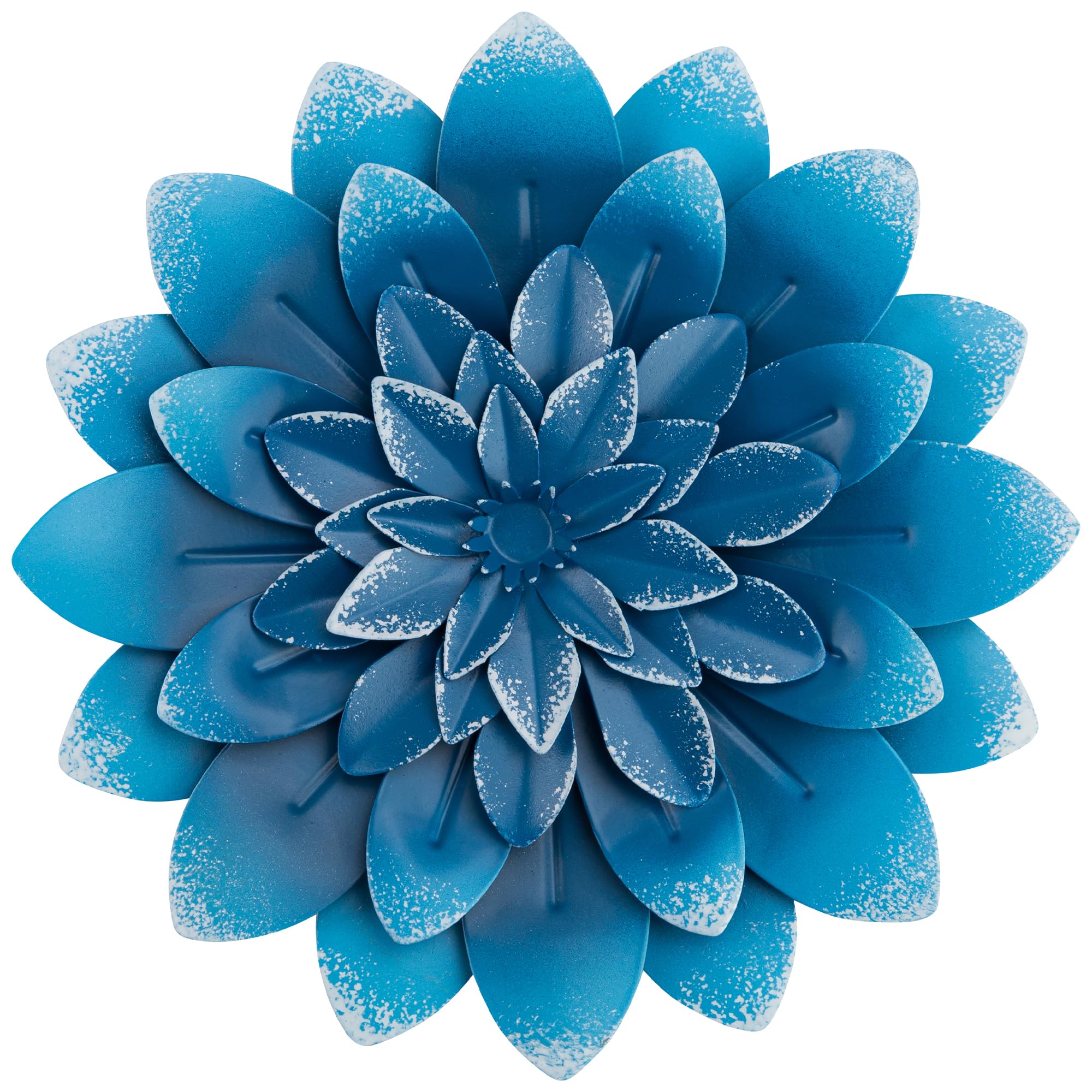 Everydecor Succulent Metal Flowers Wall Decor – Blue, Hand Painted, 3D Flower Art Decoration for Living Room, Bedroom, Kitchen, Bathroom - Floral