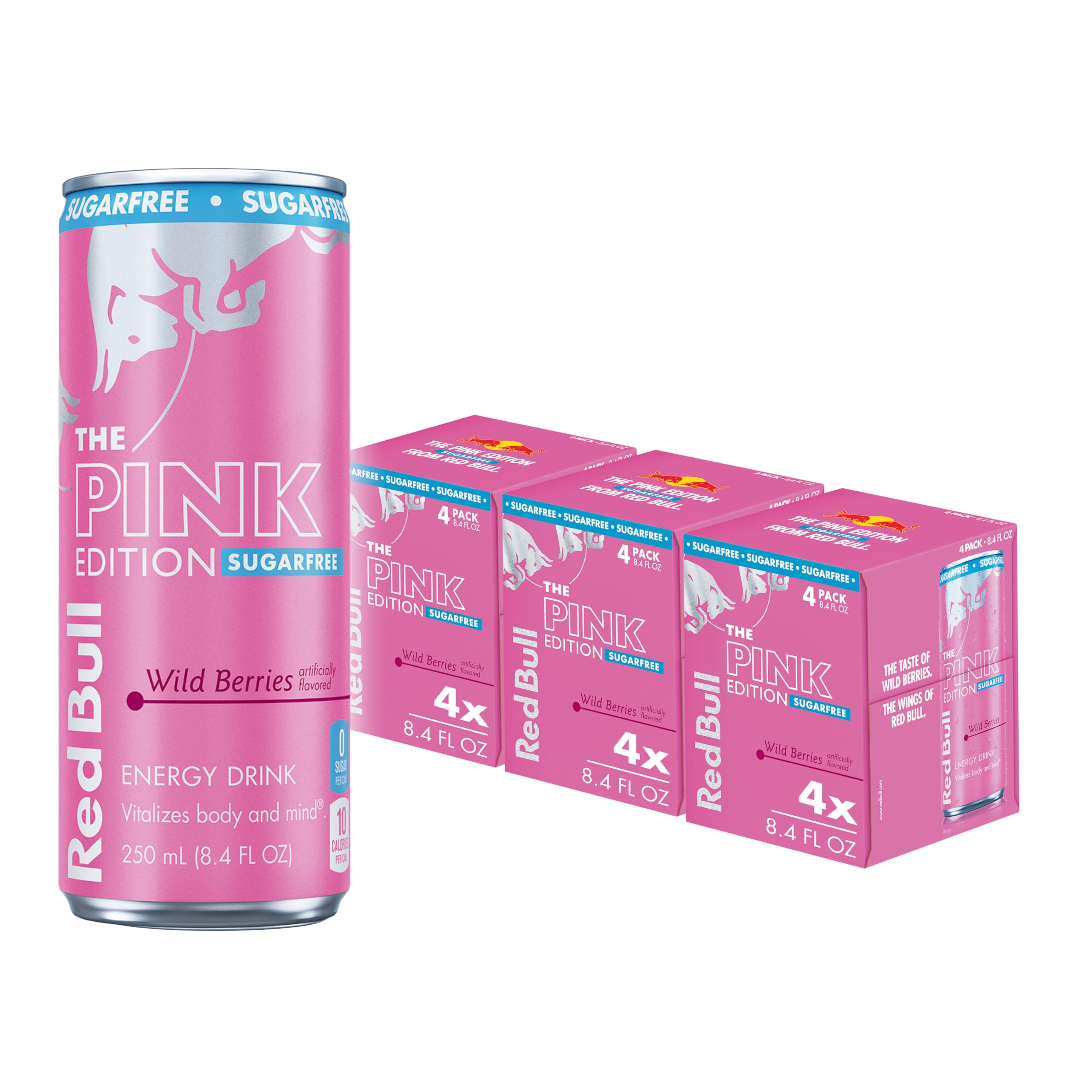 Red Bull Energy Drink, Pink Edition Wild Berries, Sugar Free | 8.4 fl. oz. | Pack of 12 | 80mg Caffeine | Taurine & B Vitamins