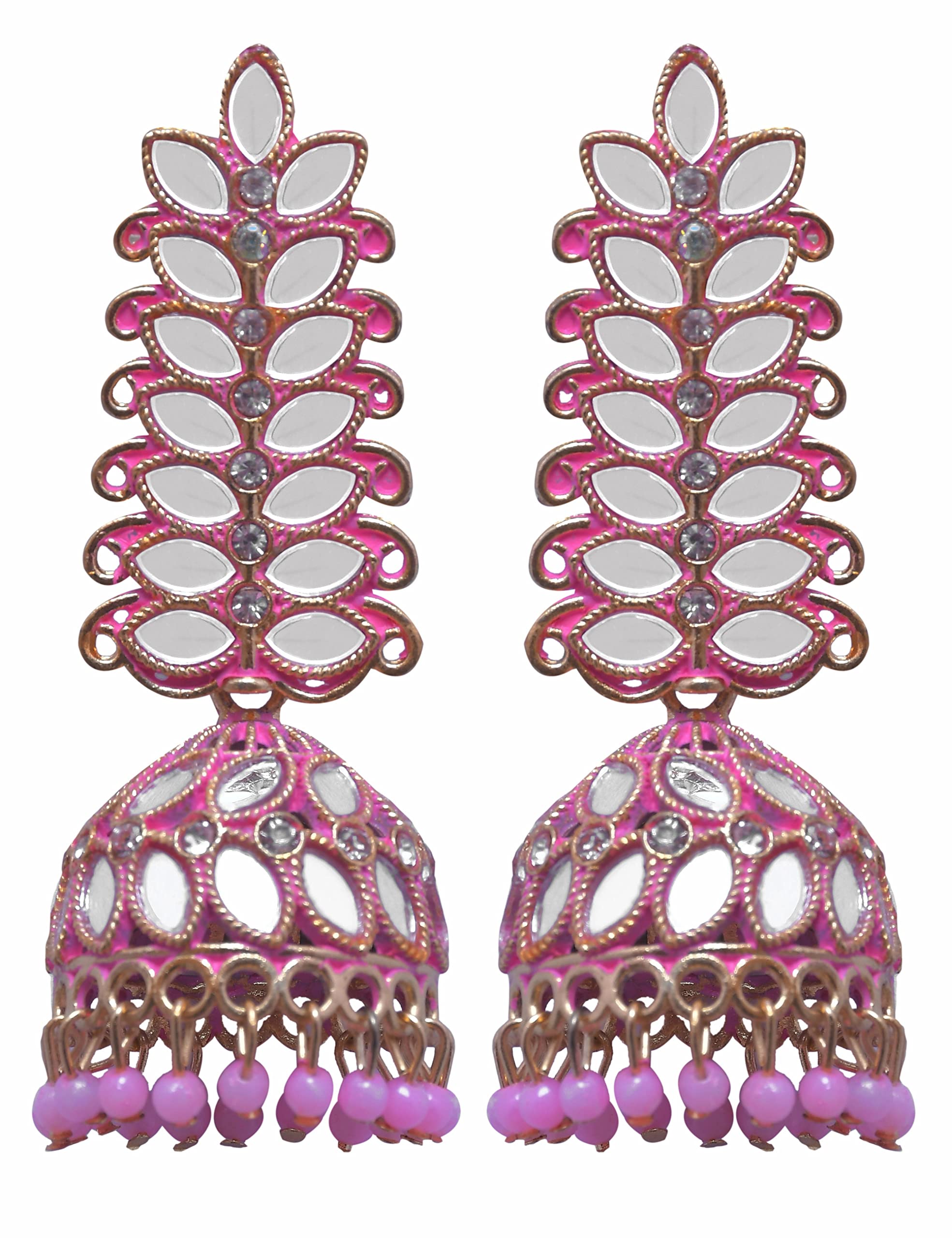 Traditional Oxidised Gold Polish Mirror Ethnic Antique Fashion Jhumka Jhumki Earrings Women Girls