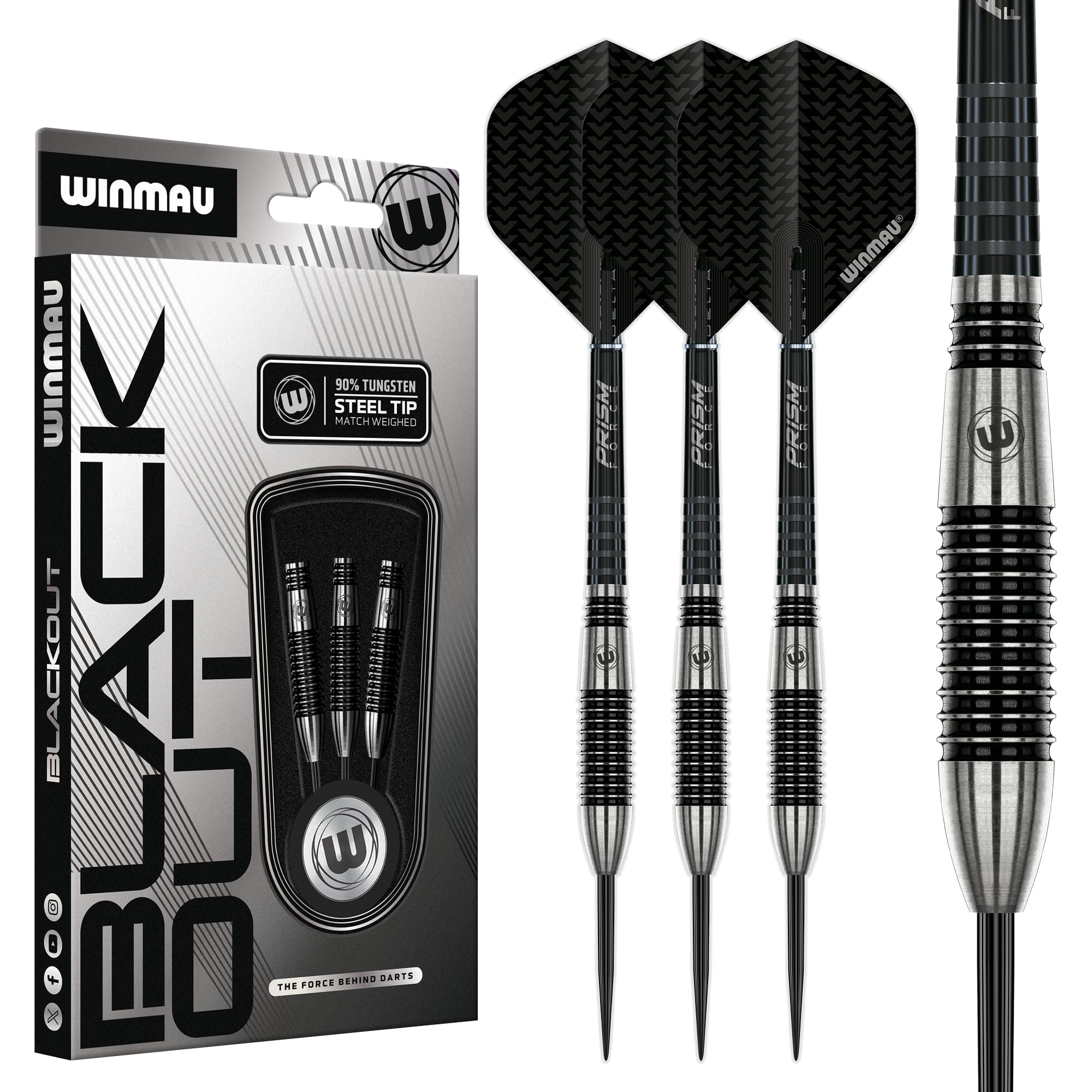 Winmau Blackout Series 26g Torpedo Steel Tip Dart Set | 90