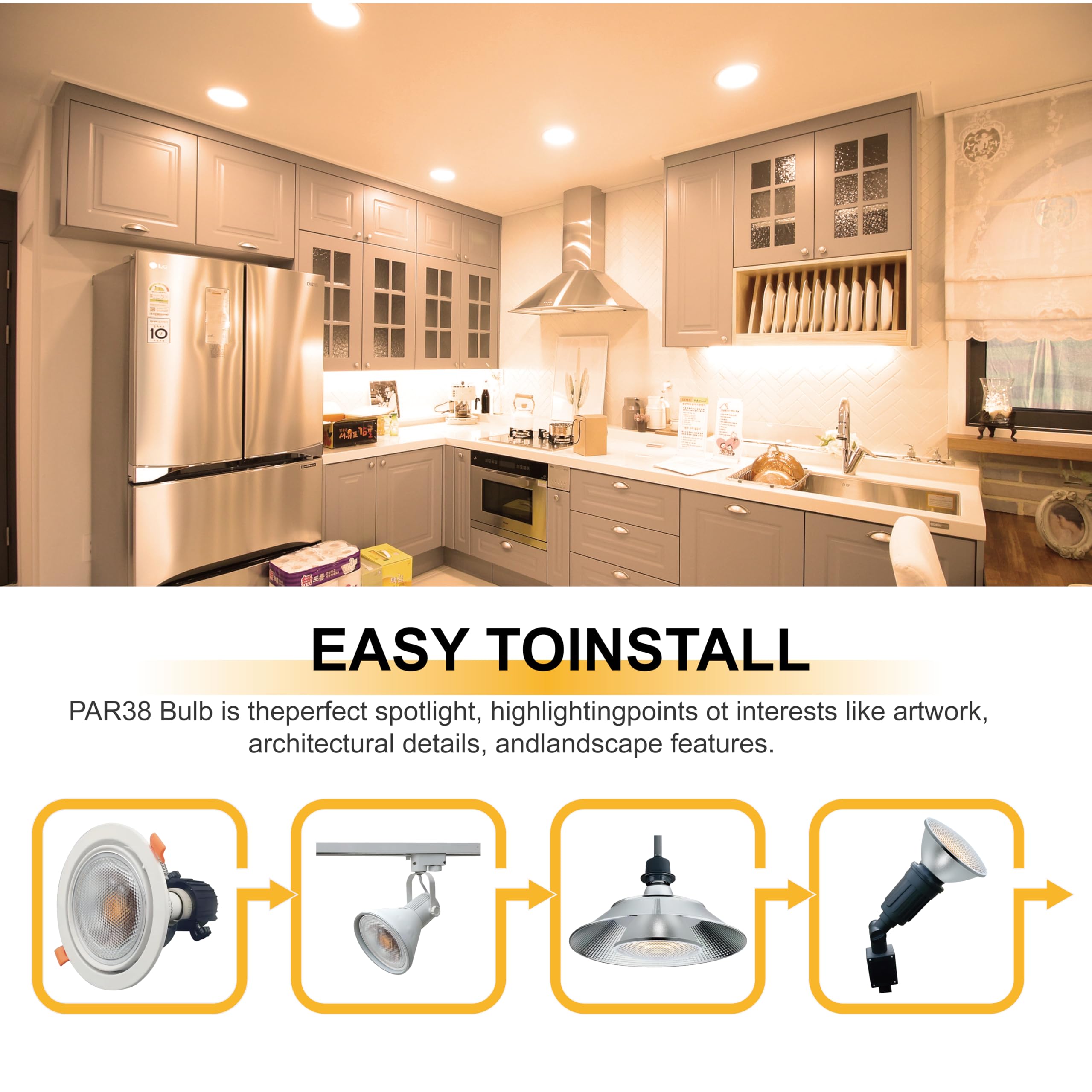EACLL IP65 Lampadine LED E27 PAR38 18W Equivalente 120W, Pacco da 4, 1700lm 3000K Bianco Caldo, Faretti AC 230V senza Sfarfallio, Angolo a Fascio 60° Spot, Non Dimmerabile Lampade Riflettore