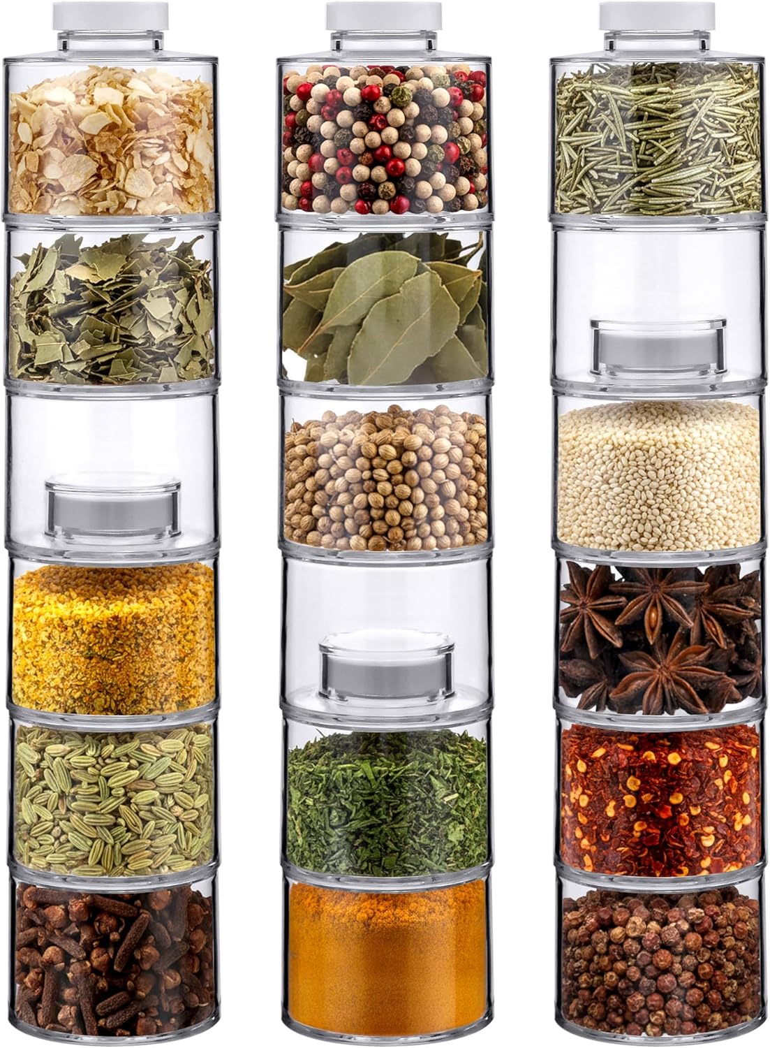 Amazing Abby - SpiceUp - Acrylic Stackable Spice Jars (18-Pack), Clear Plastic Spice Bottles, Modular Space-Saving Seasoning Containers, Perfect Kitchen Storage Solution for Countertop and Cabinet