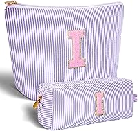 Vista 35 de Bolsa de maquillaje con iniciales personalizadas, bolsa de cosméticos, Lavanda, K